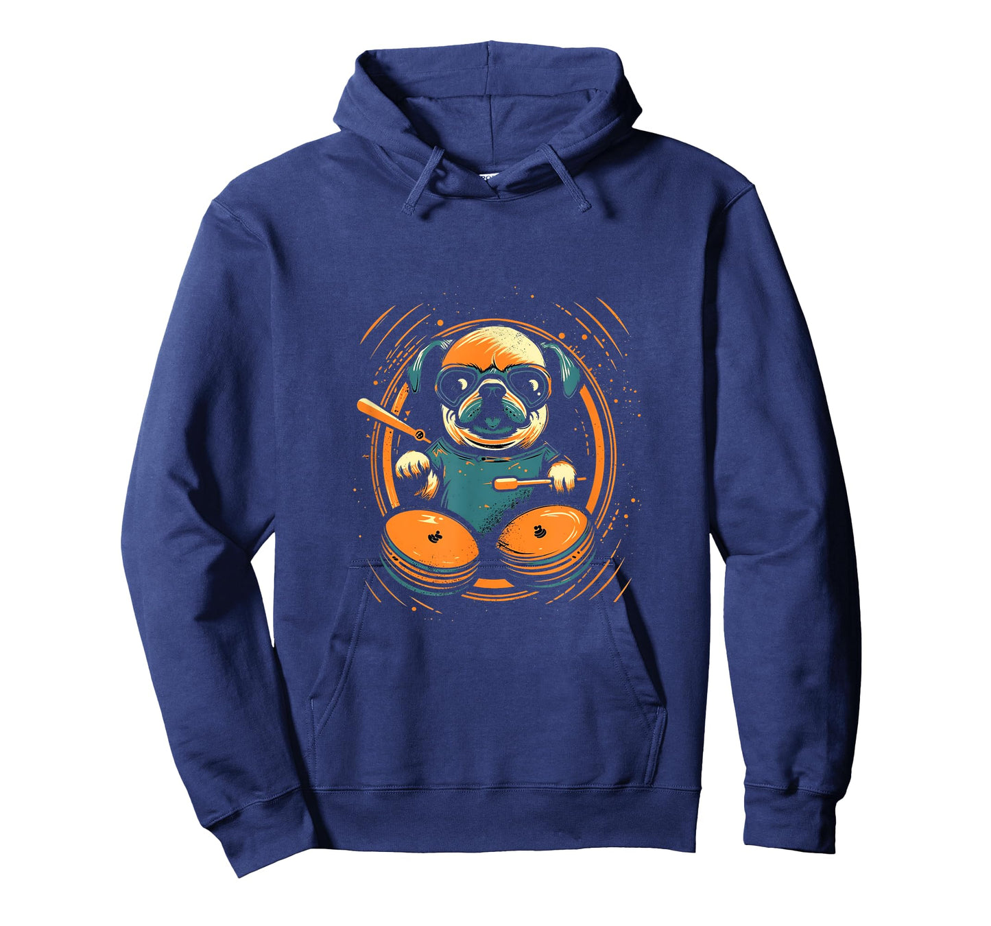 Pug Playing Drums Funny Drummer Drumming Drumset Drum Player T-Shirt