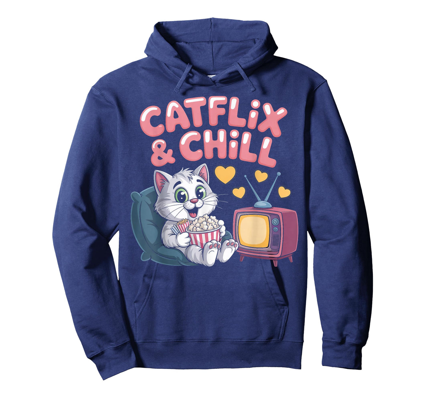 Catflix & Chill Cozy Cat Cartoon Relaxing Kitty Kawaii Art T-Shirt