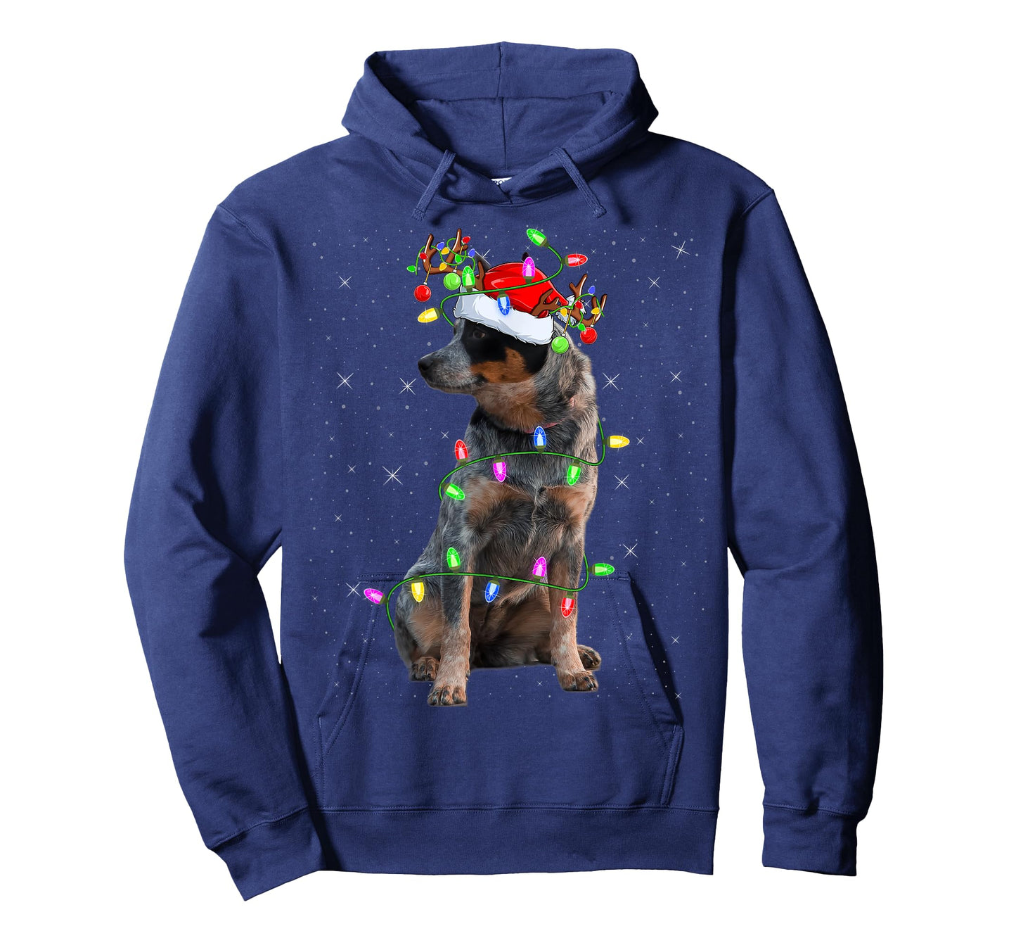 Xmas Holiday Lighting Santa Blue Heeler Dog Christmas Men Women Kids T-Shirt