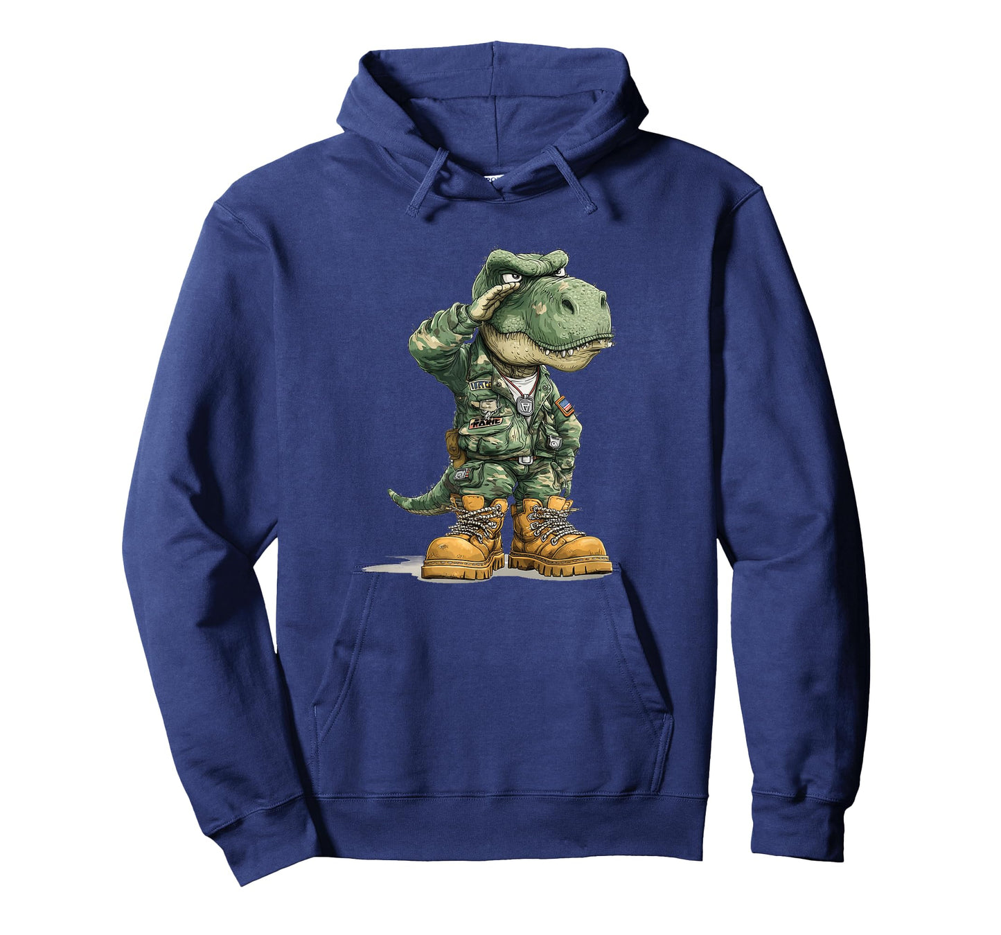 Funny Saluting Dinosaur in Military Look T-Shirt