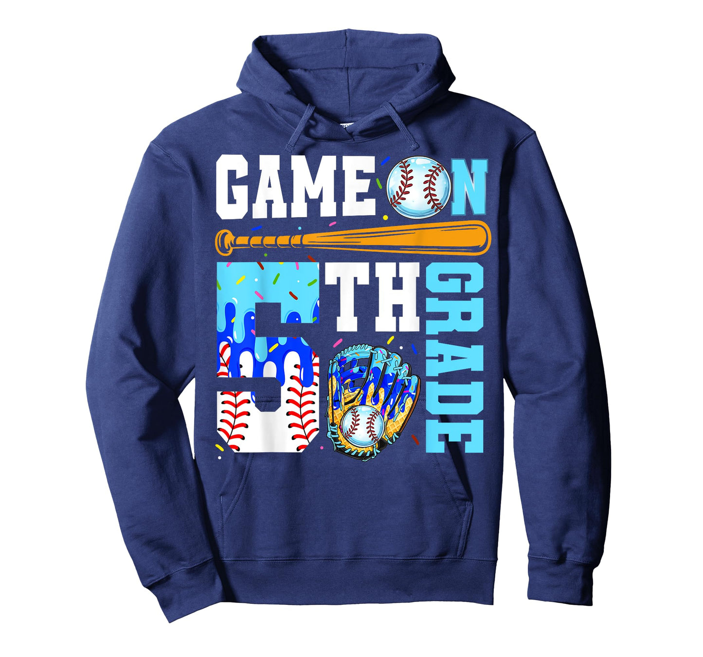 5th Grade Back To School Baseball Drip Ice Cream Game On T-Shirt