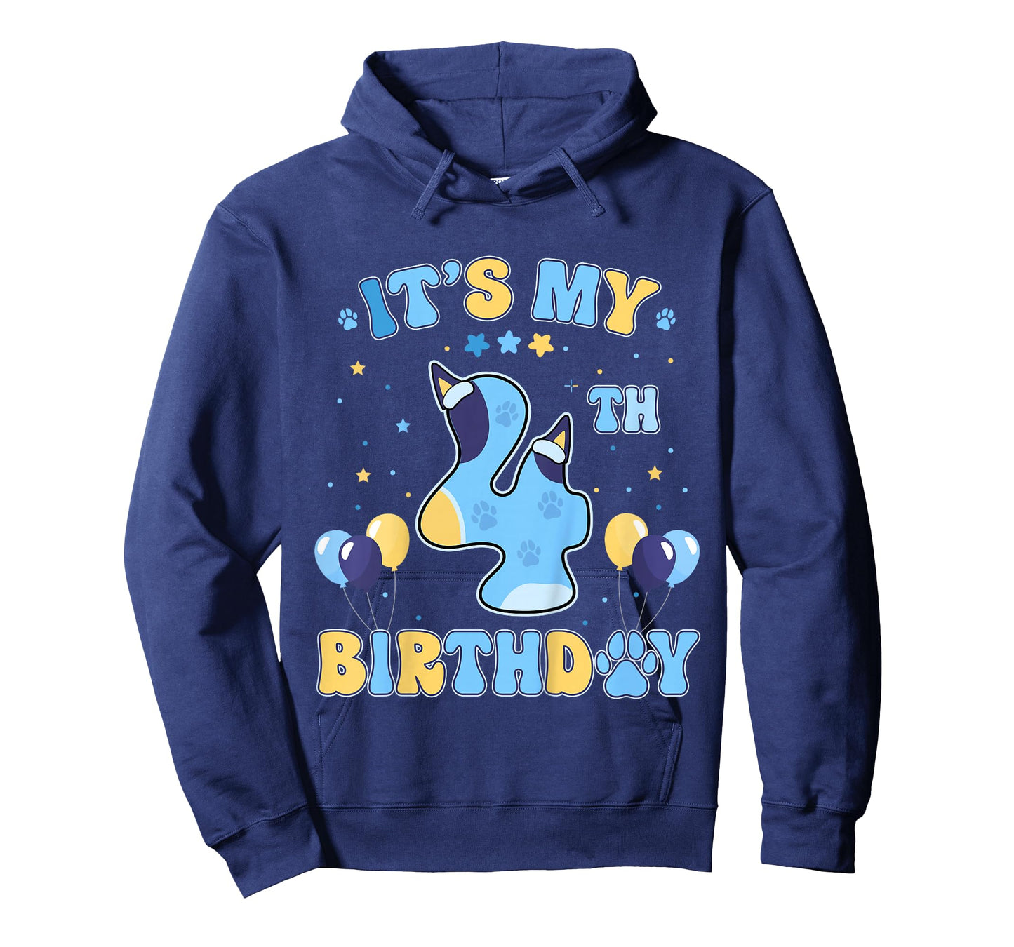 Kids Its My 4th Birthday Party Blue Dog Funny 4 Year Old Boy Girl T-Shirt
