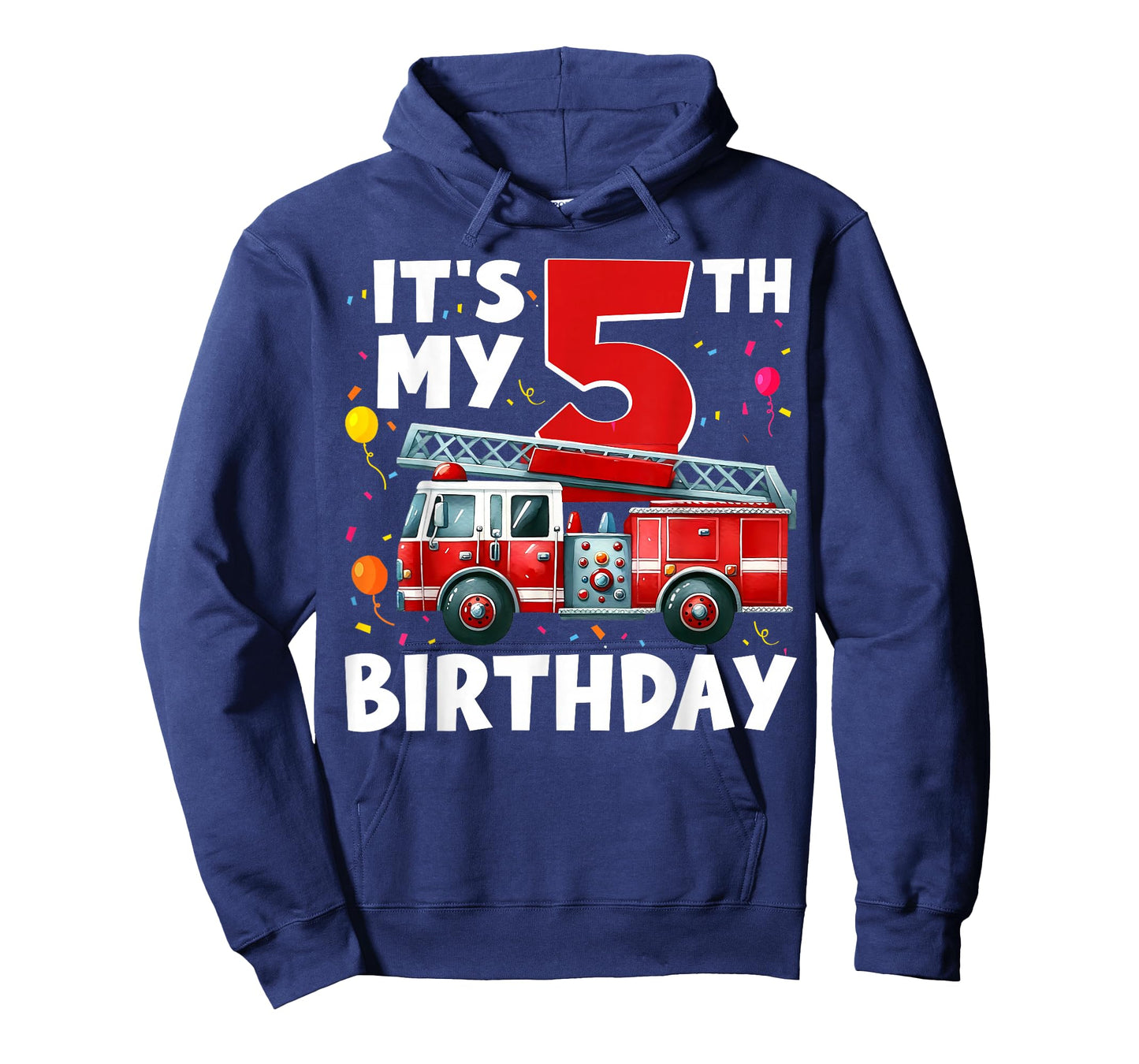 5th Birthday Boy Fire Truck 5 Year Old Toddler Firefighter T-Shirt