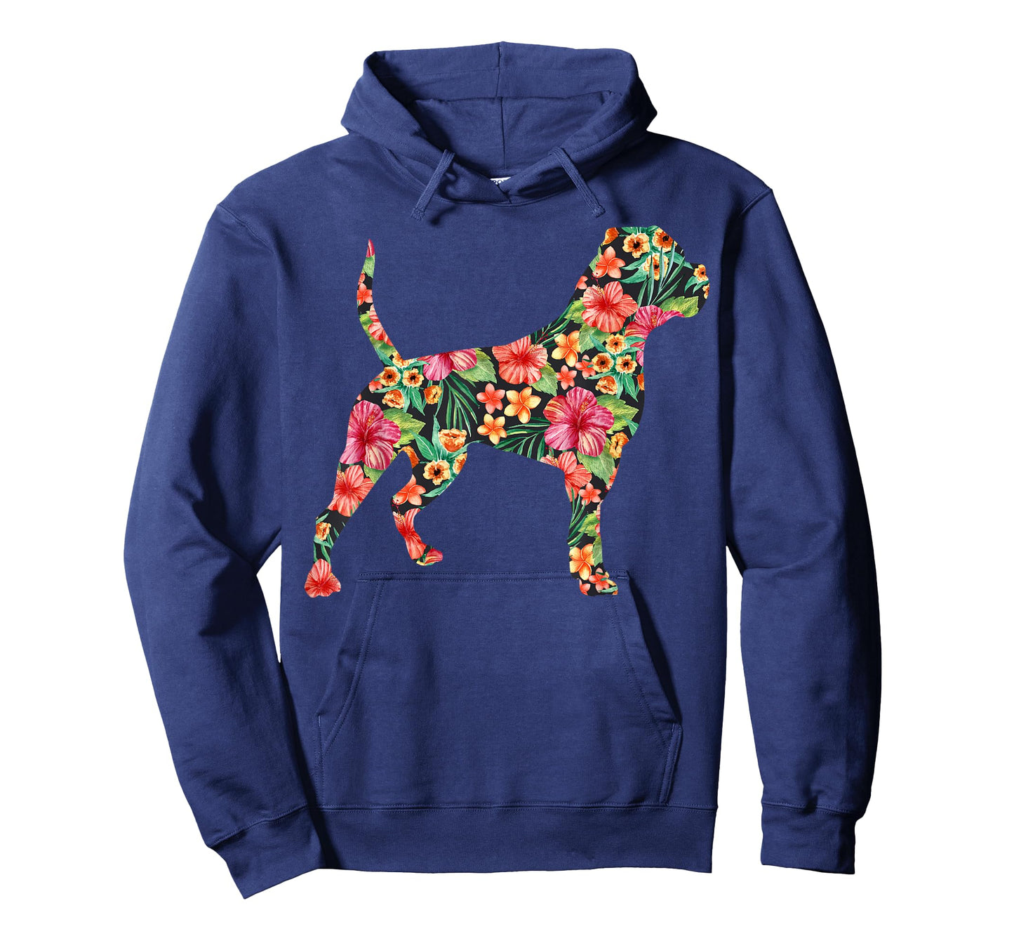 American Bulldog Flower Funny Dog Silhouette Floral Gifts T-Shirt for Men Women Kids