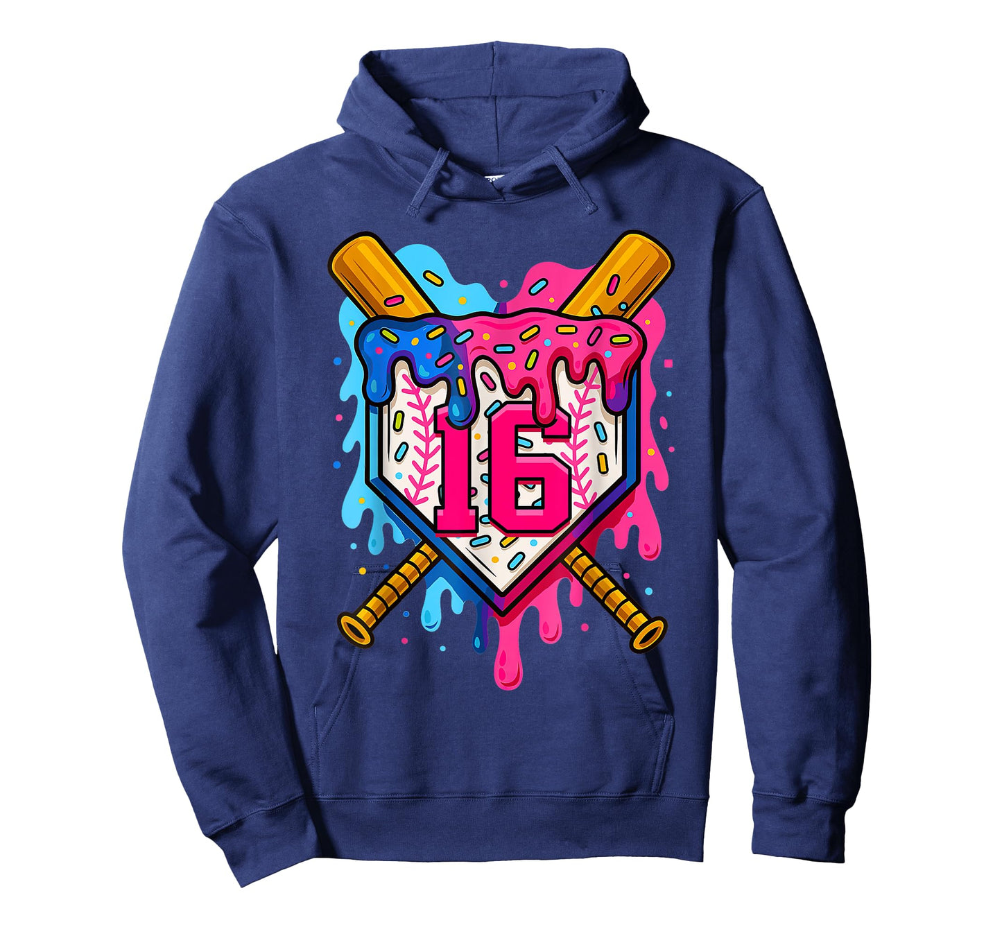 16th Baseball Birthday Ice Cream Drip Boys Girls 16 Years T-Shirt
