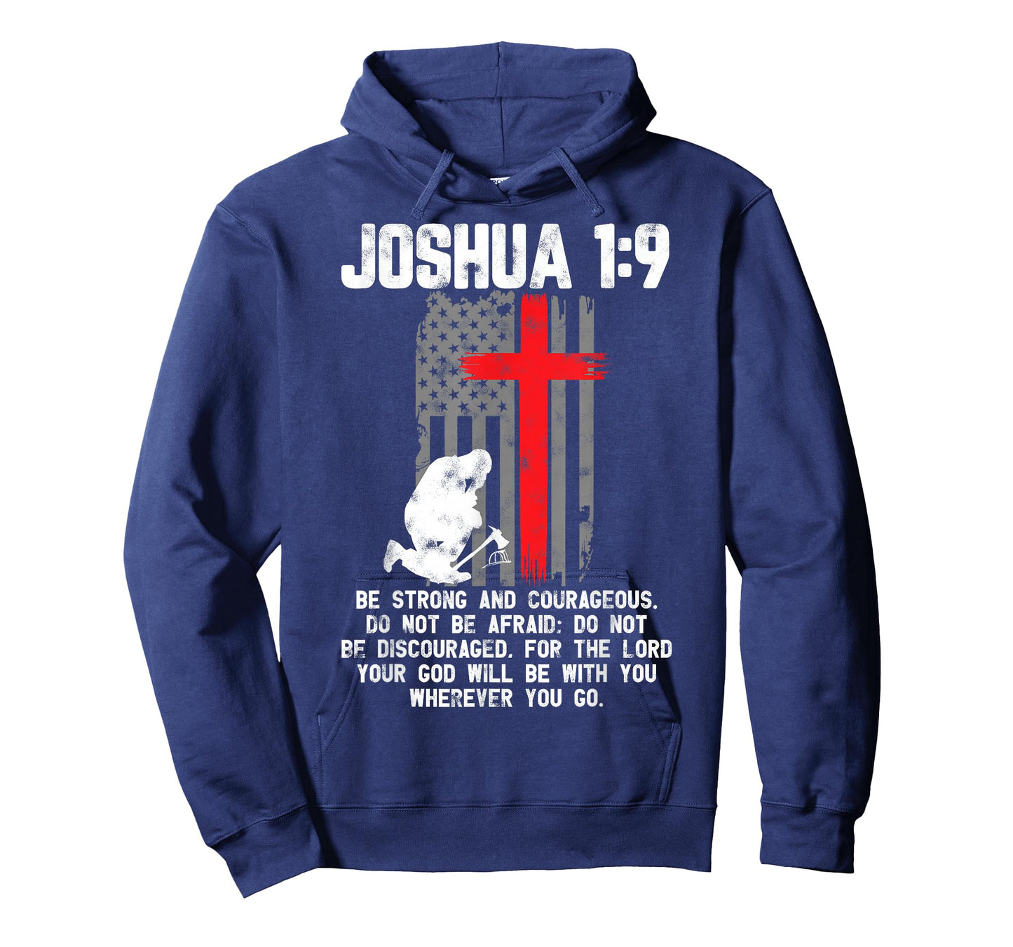 Thin Red Line Firefighter Cross Bible Verse Christian T-Shirt Small