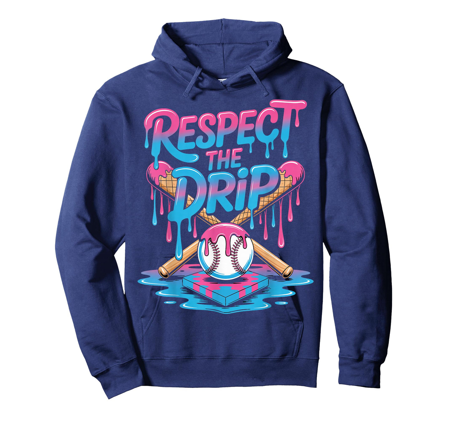Respect The Drip Ice Cream Drip Men Women Game Baseball Drip T-Shirt