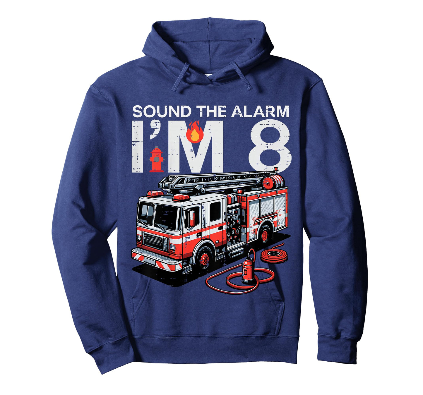 Kids Sound The Alarm Im 8 Fire Truck 8th Birthday Bday Boys Kids T-Shirt