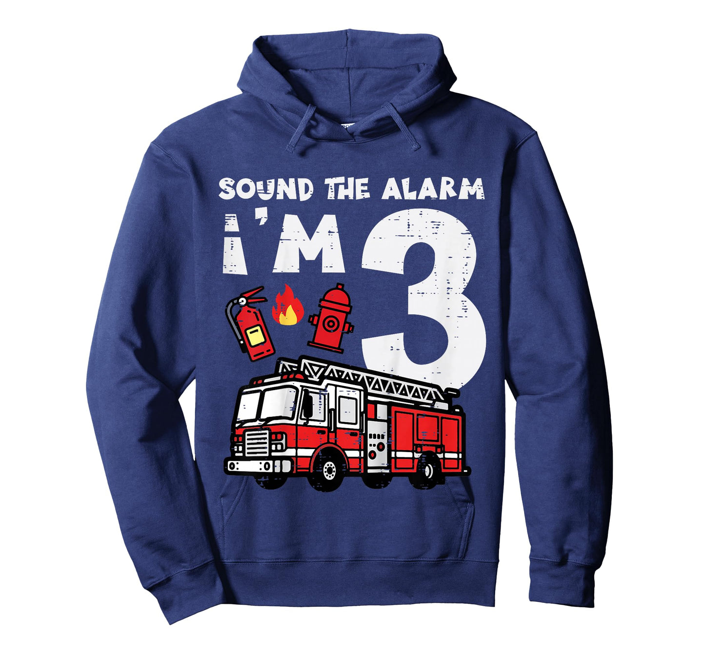 Kids Sound The Alarm Im 3 Firetruck 3rd Birthday Bday Boys Kids T-Shirt