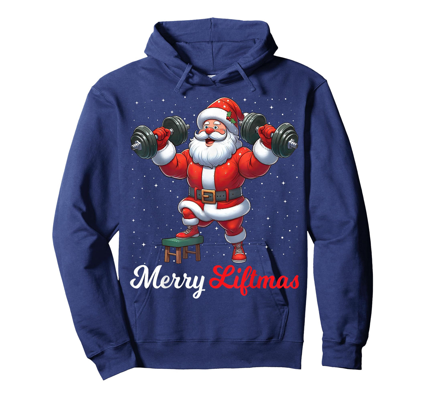 Merry Liftmas Santa Weightlifting Gym Fitness Christmas Snow T-Shirt
