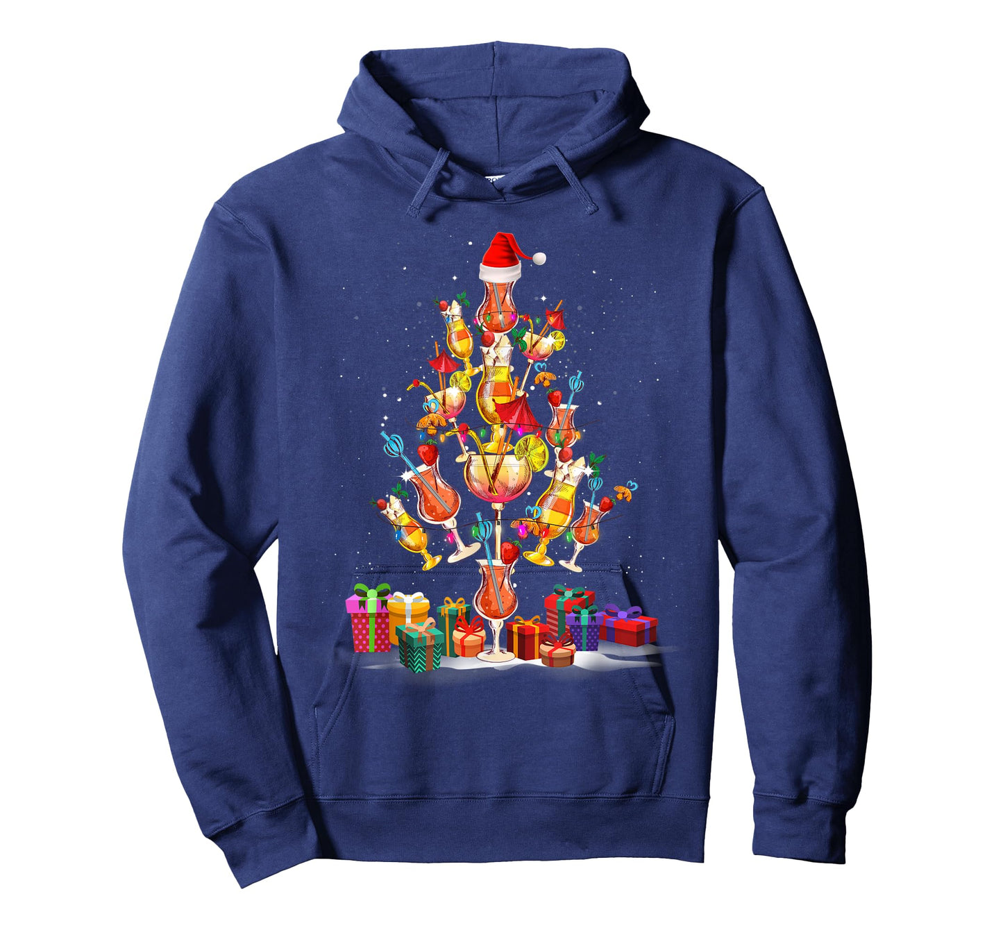 Cocktail Glasses Santa Hat Christmas Tree Drinks Xmas Pajama T-Shirt