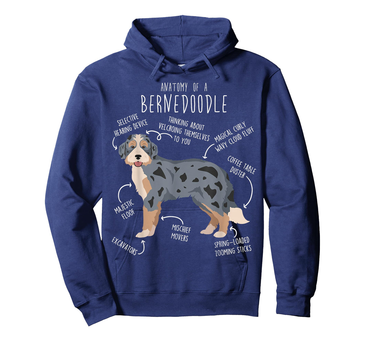 Bernedoodle Dog Anatomy, Blue Merle Tri Cute Funny Pet Mom T-Shirt