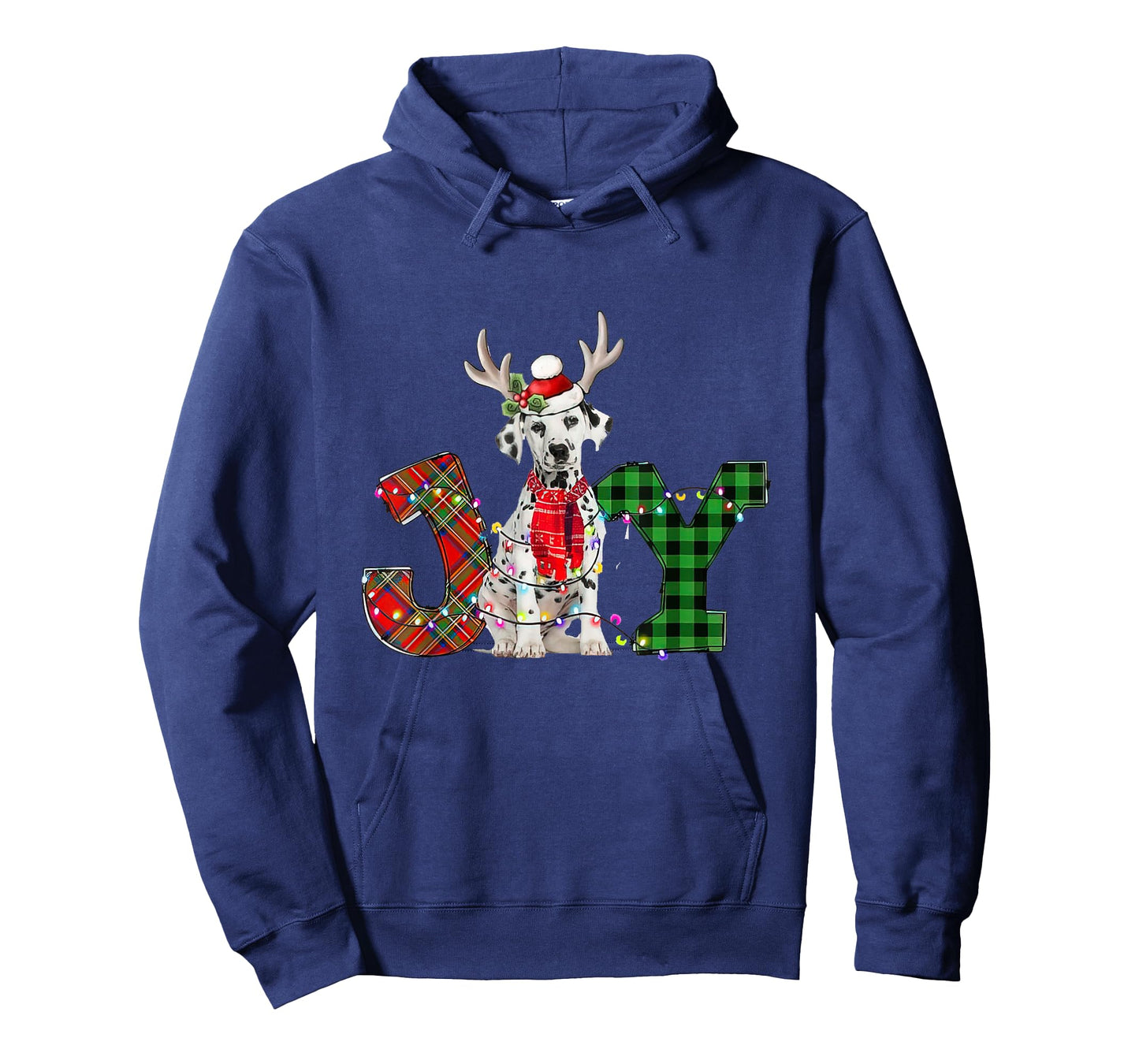 Joy Christmas Lights Dalmatian Dog Santa Hat Pajama T-Shirt