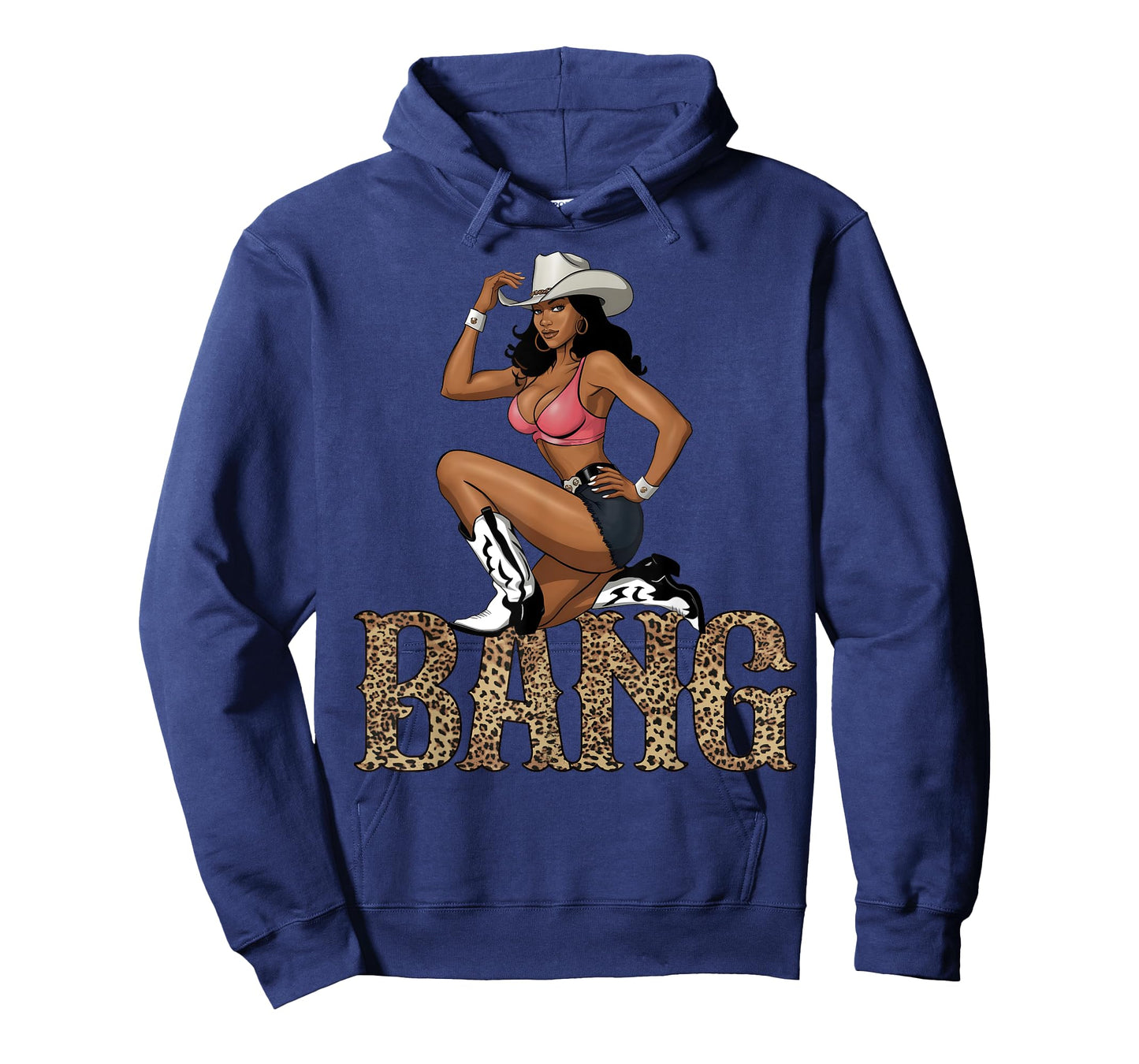 Black Cowgirl Western Cowboy Rodeo Bang Leopard Print T-Shirt