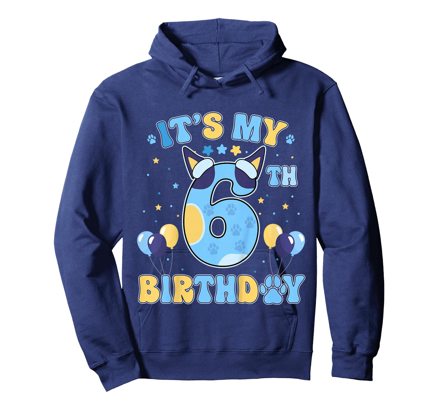 Kids Its My 6th Birthday Boy Blue Dog Theme Party Cool 6 Year Old T-Shirt