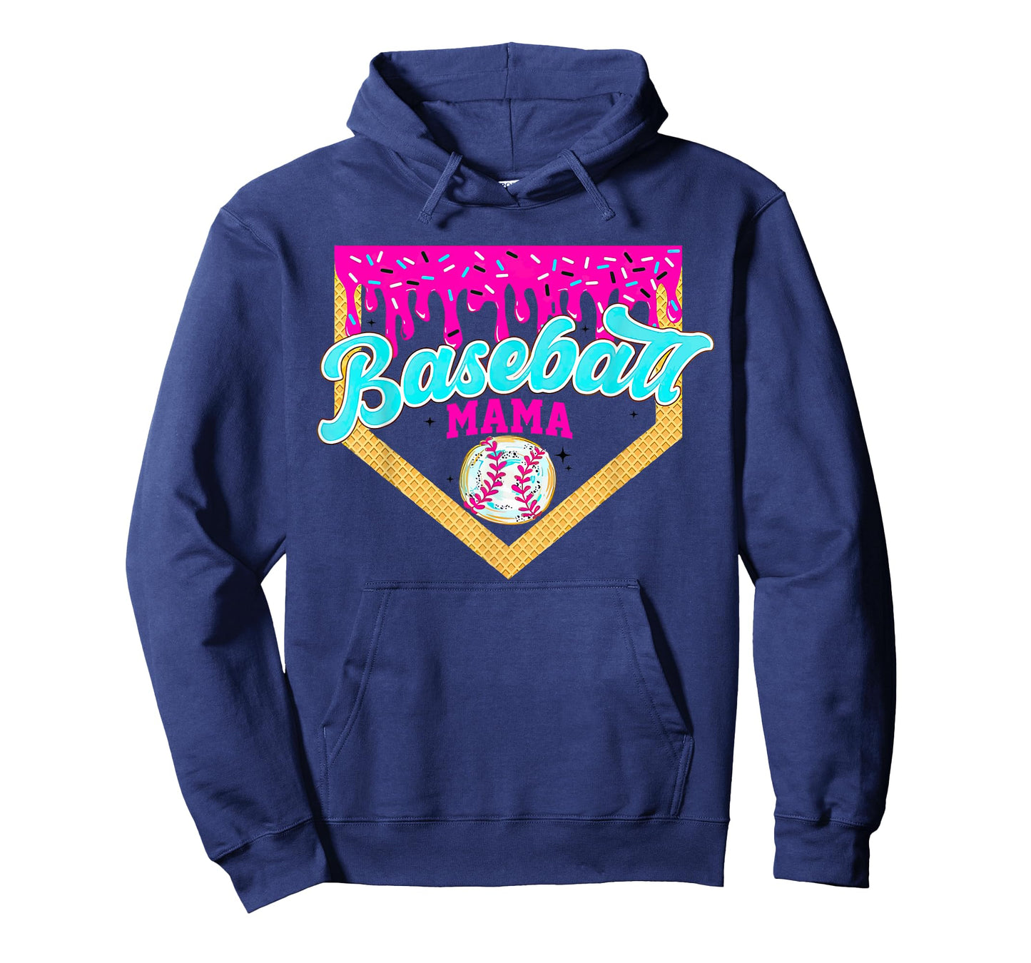 Baseball Mama Baseball Ice Cream Dripping Baseball Home Drip T-Shirt