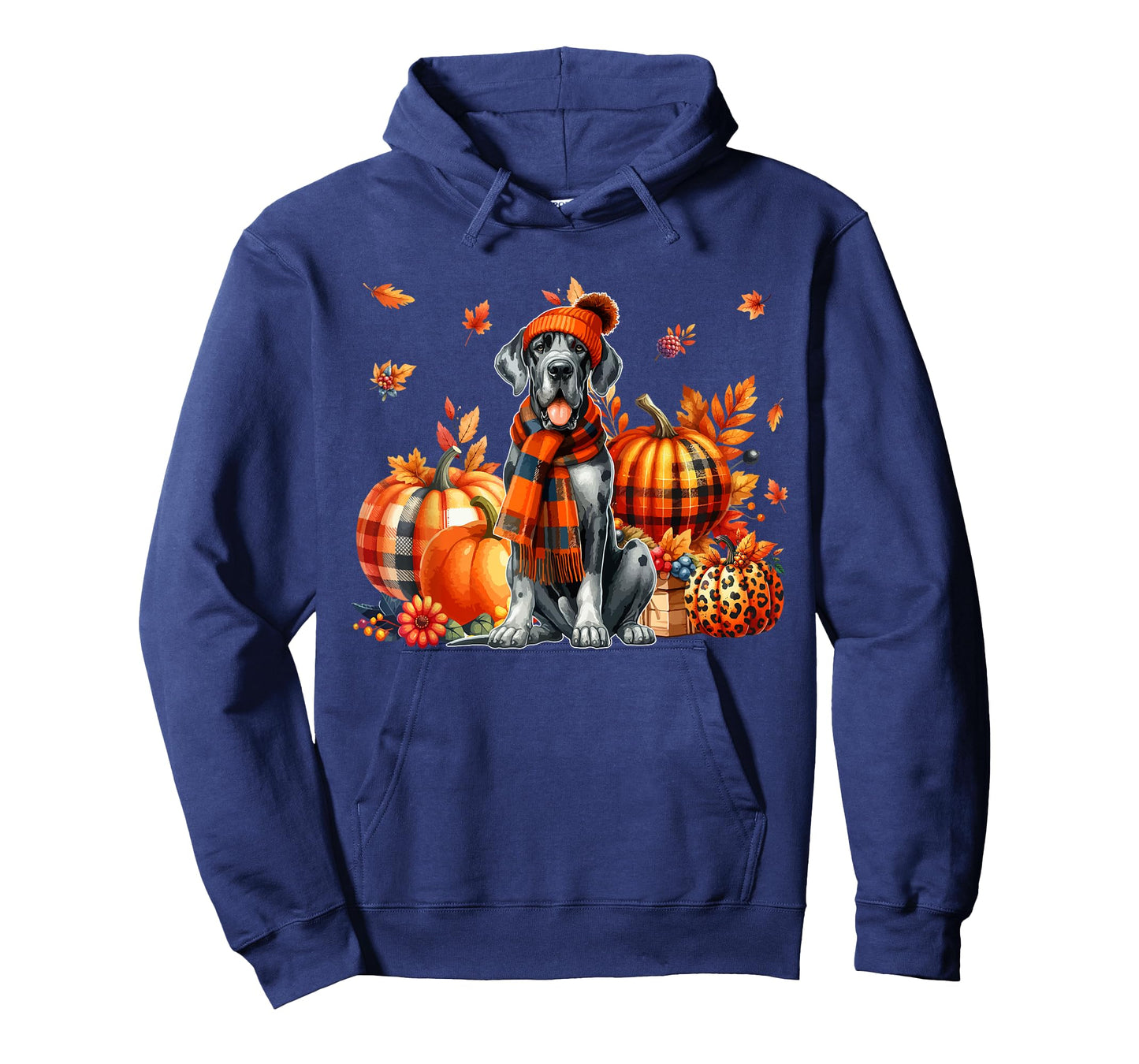 Great Dane Thanksgiving Leopard Pumpkins Fall Leaves Lover T-Shirt