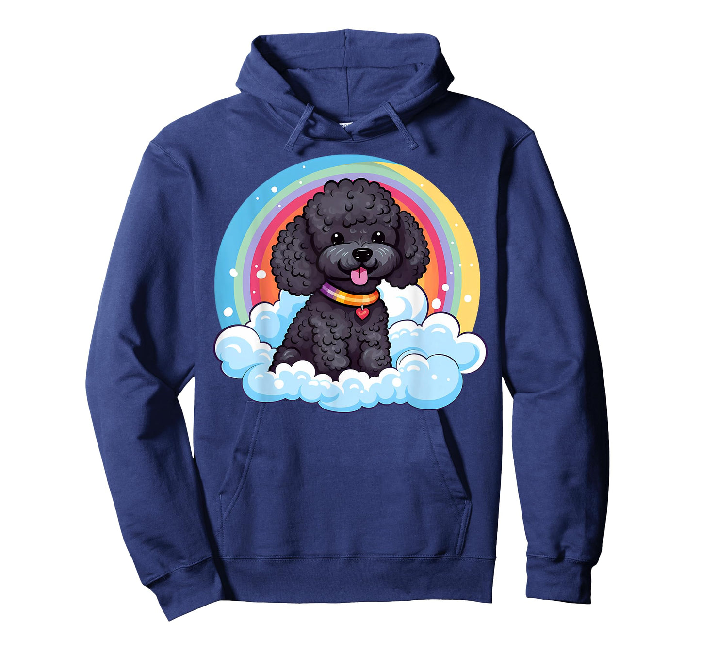 Cute Black Poodle Rainbow Cloud Puppy Dog Kawaii Animals T-Shirt for Men Women Kids
