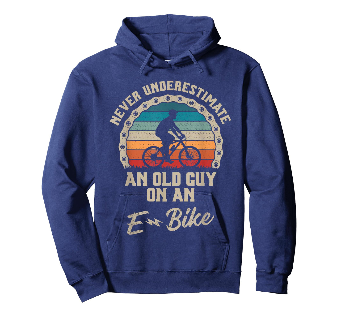 Never Underestimate an Old Guy On an E-Bike Biking Mens T-Shirt