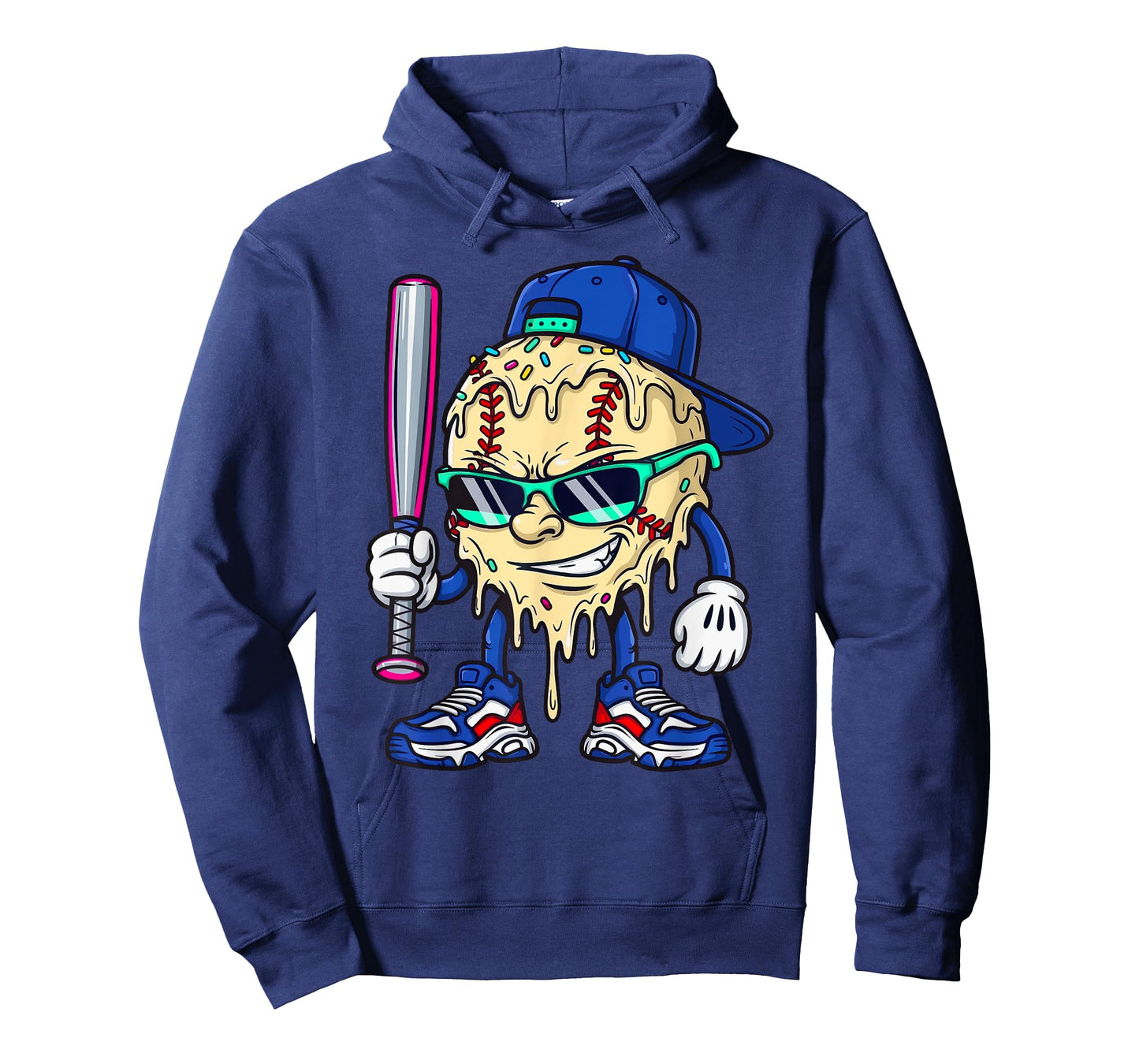 Cool Baseball Ice Cream Drip with Sprinkles Men Boys Kids T-Shirt