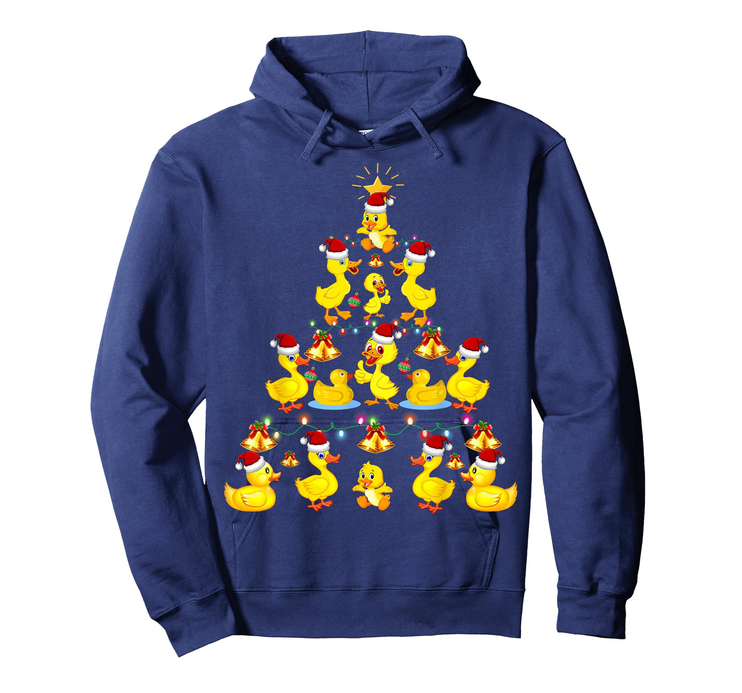 Cute Duck Santa Hat Christmas Tree Lights Holiday Costume T-Shirt