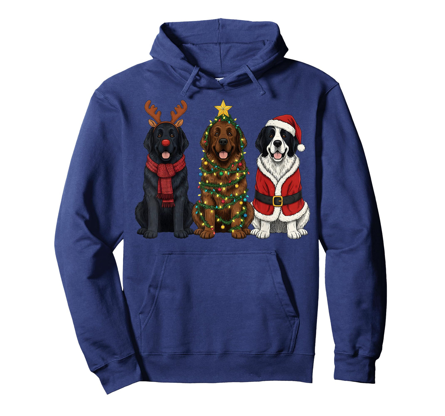 Retro Christmas Newfoundland Dog Lover Santa Reindeer T-Shirt