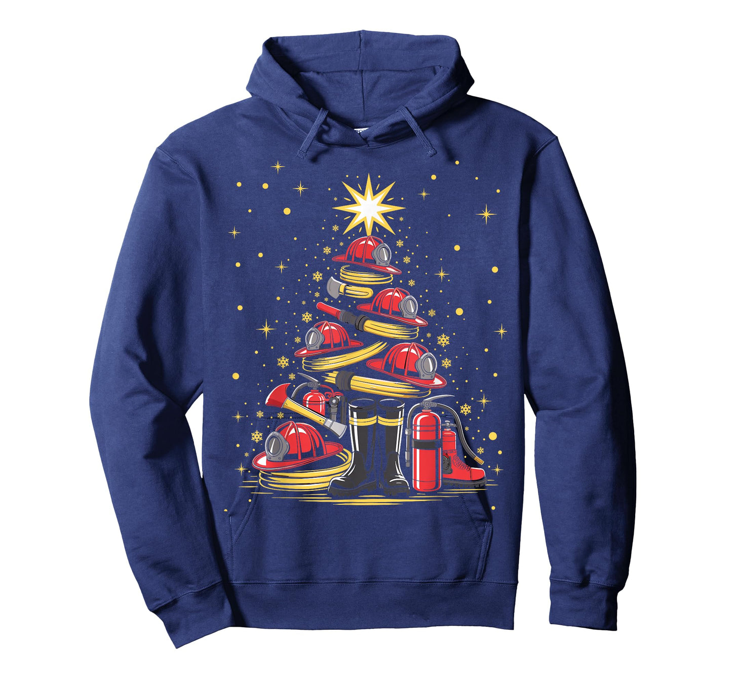 Funny Xmas Lights Ornaments Firefighter Christmas Tree T-Shirt