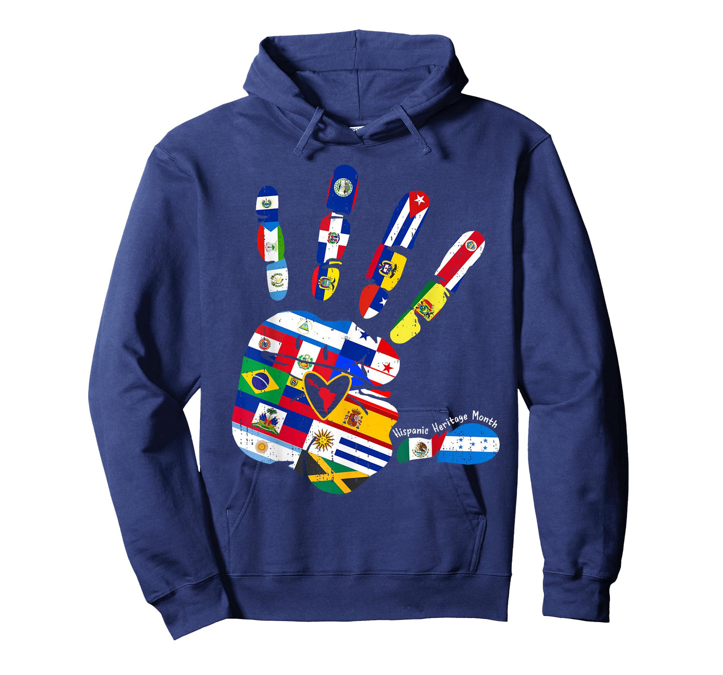 Hispanic Heritage Month Hands Heart Latino Countries Flags T-Shirt