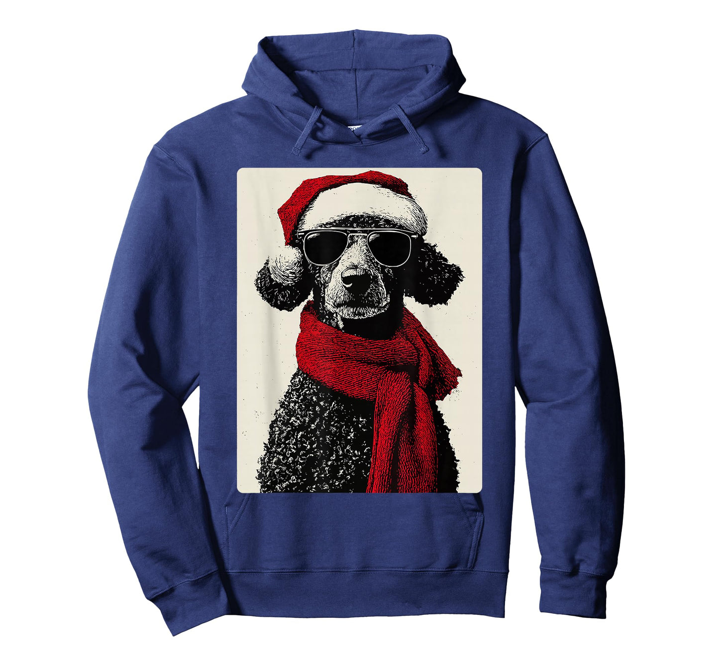 Christmas Poodle with Sunglasses Santa Hat Funny Winter Dog T-Shirt