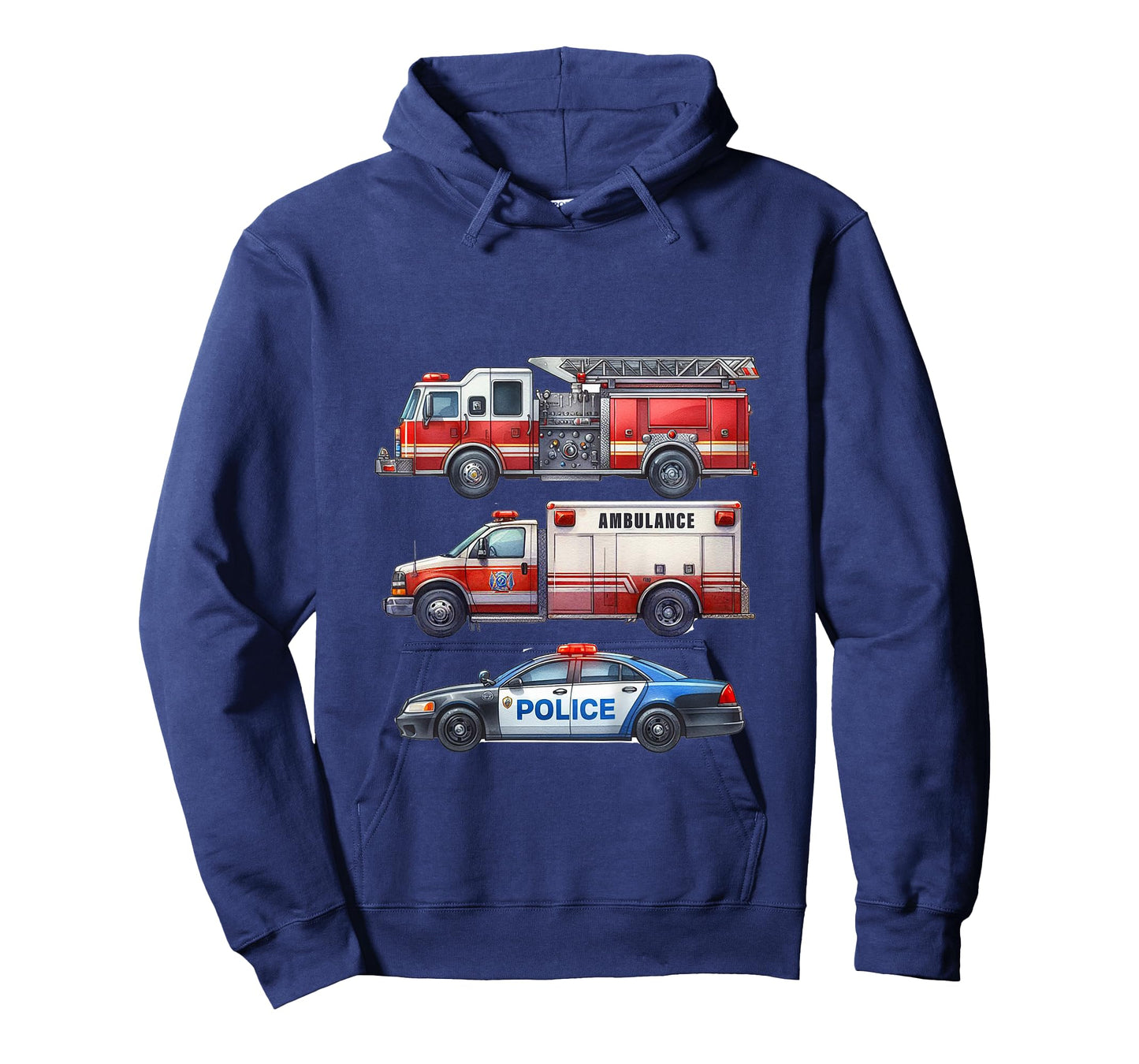Kids Emergency Rescue Vehicle Boy Fire Truck Police Car Ambulance T-Shirt
