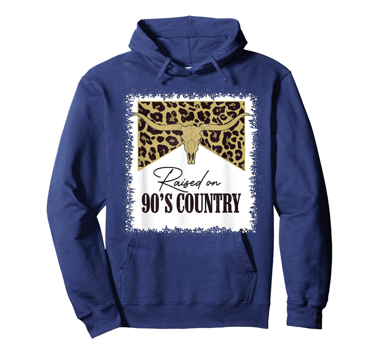 Raised On 90's Country Vintage Bull Skull Leopard Bleached T-Shirt