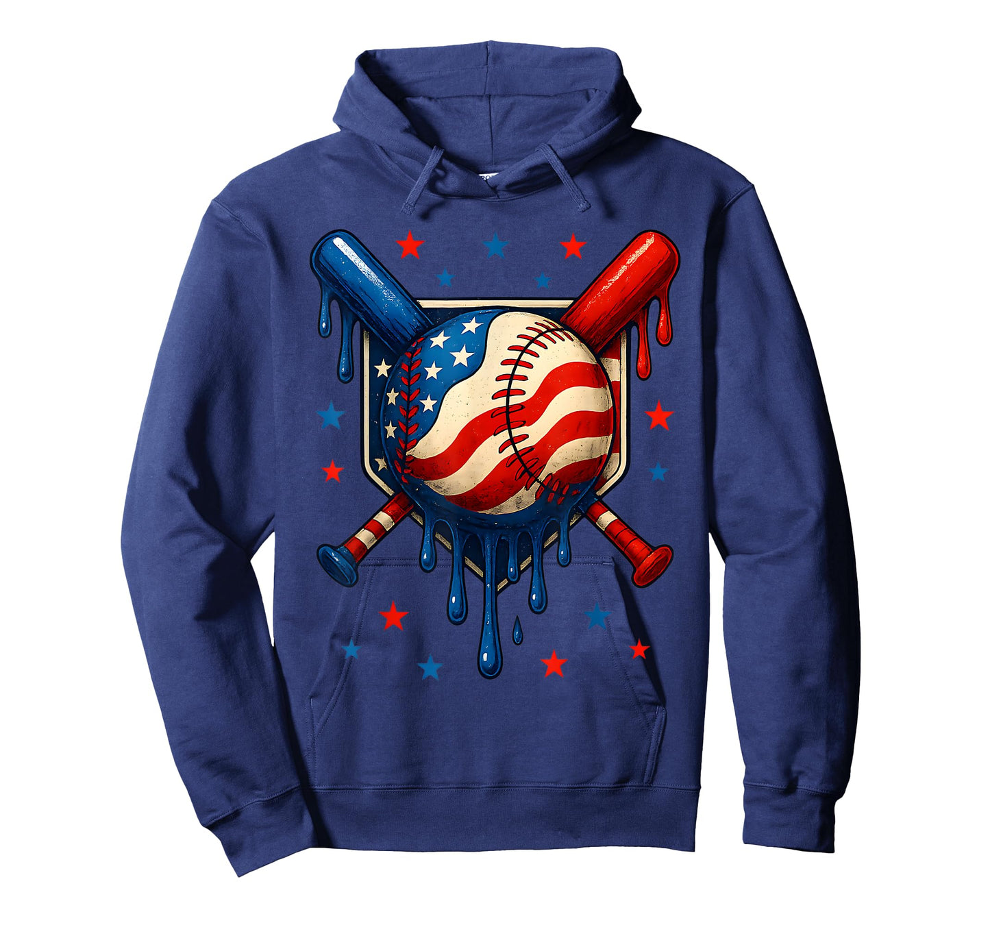 Baseball Home Plate Dripping US Flag, Ice Cream Drip Youth T-Shirt