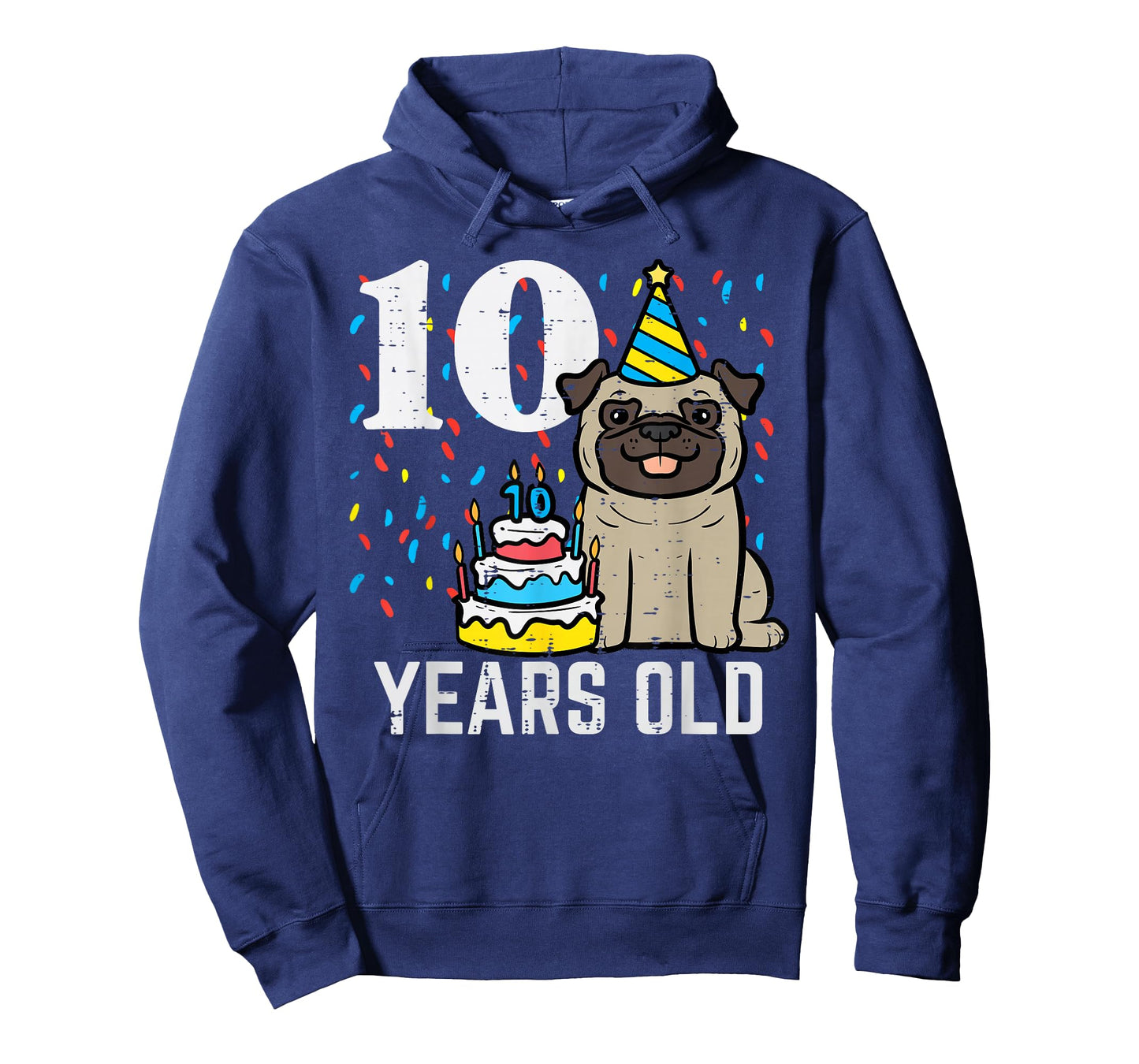 10 Years OId Dog Pug 10th Birthday Bday Party Boys Girls Kid T-Shirt