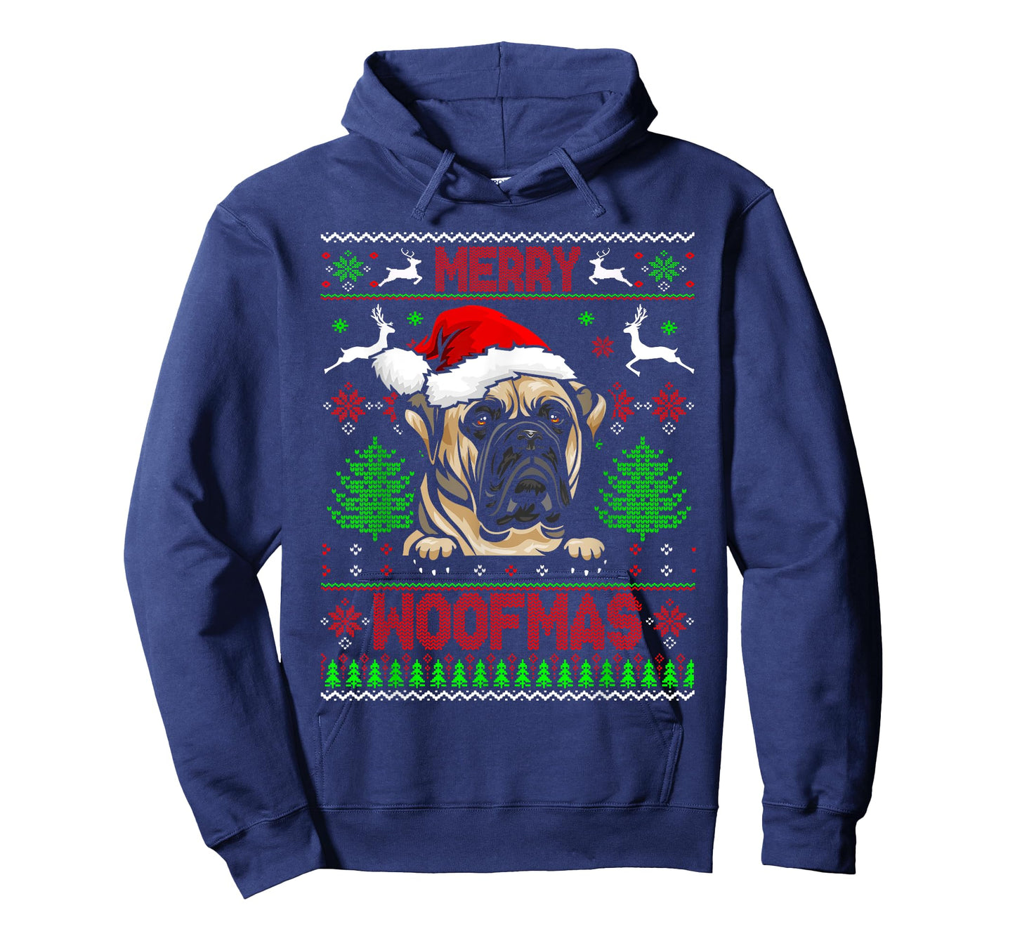 Merry Woofmas Christmas Santa Bull Mastiff Lover Sweater T-Shirt