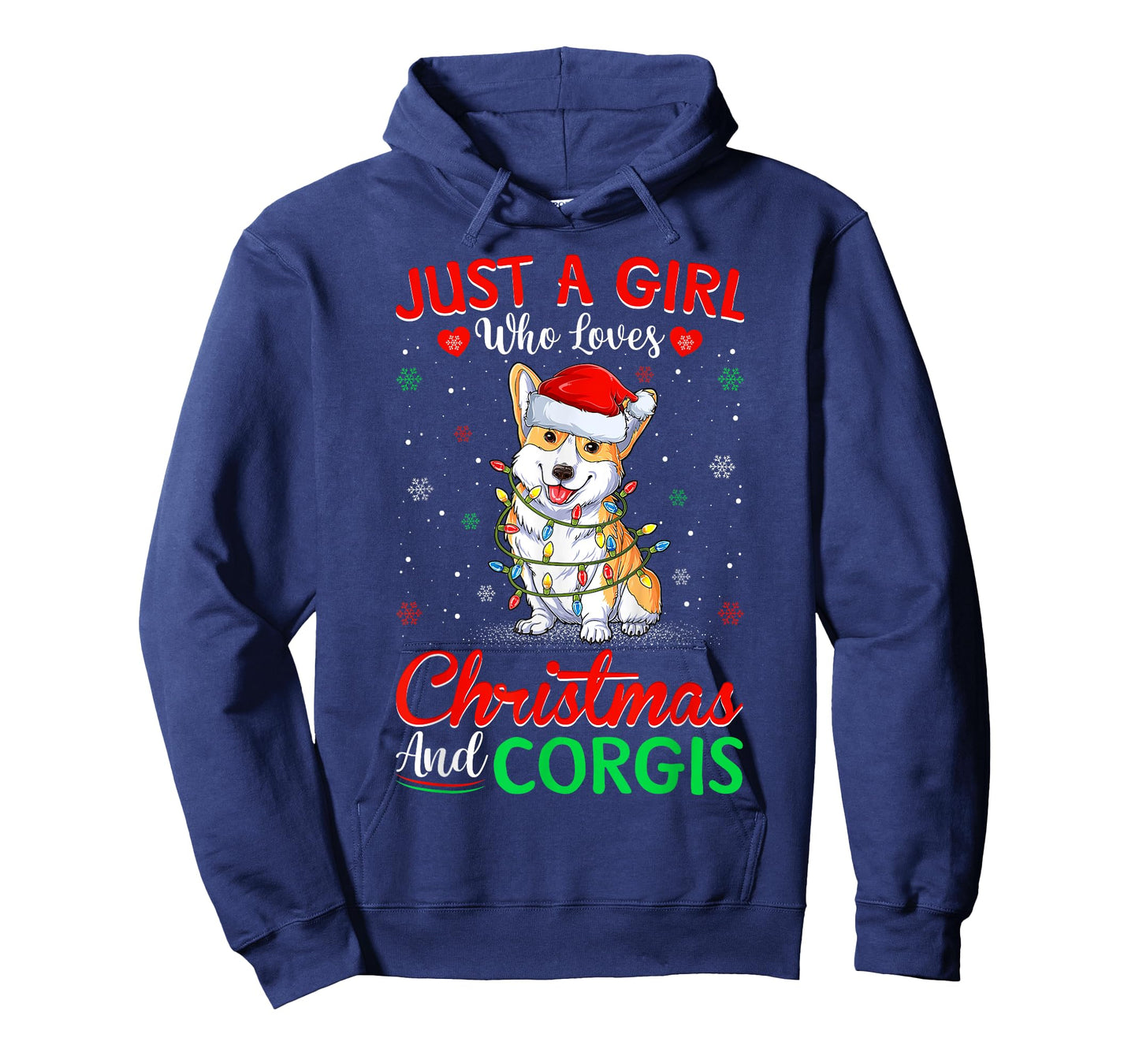 Just A Girl Who Loves Christmas And Corgis Lighting Xmas T-Shirt
