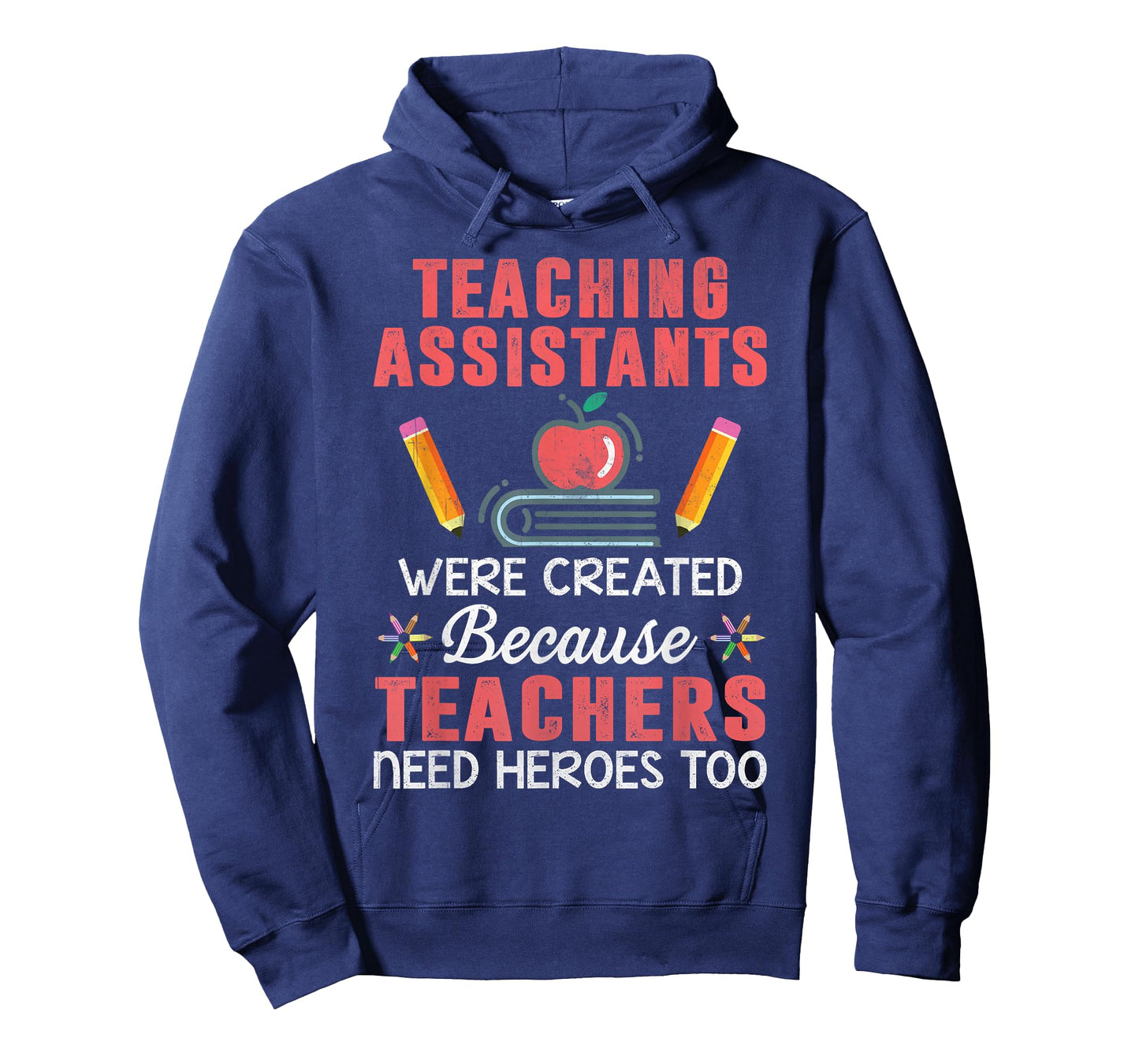 MaPaNoLi Design Unisex Adult Classic Fit Black Cotton Short Sleeve T-Shirt - Teaching Assistants Were Created Because Teachers Need Heroes - Novelty T-Shirts - Size Small