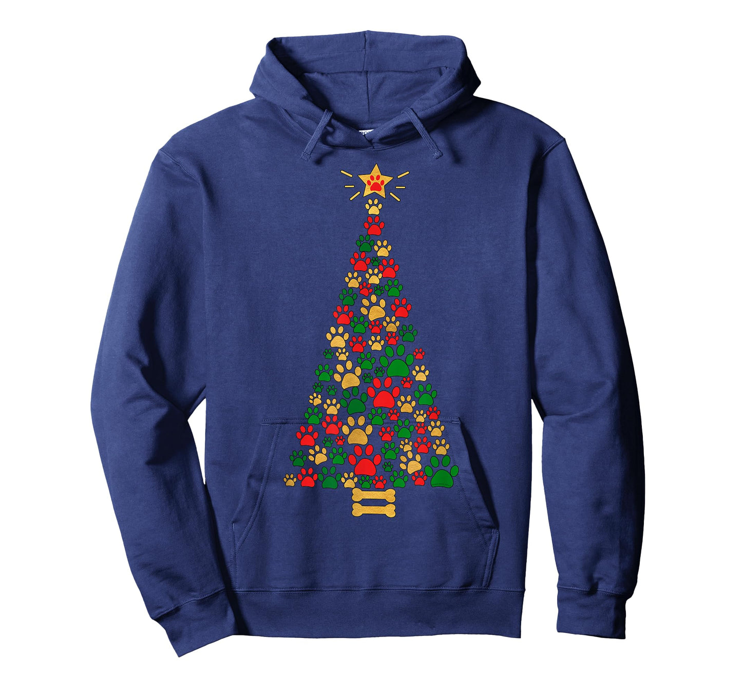 Dog Lovers Cute and Funny Dog Paws Prints Tree Christmas T-Shirt