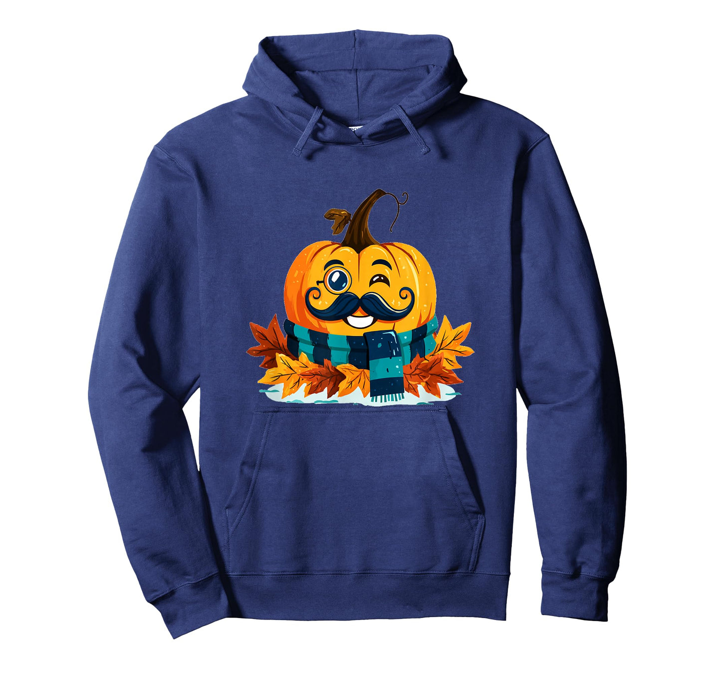 Funny Fall Pumpkin with Beard and Autumn Leaves T-Shirt