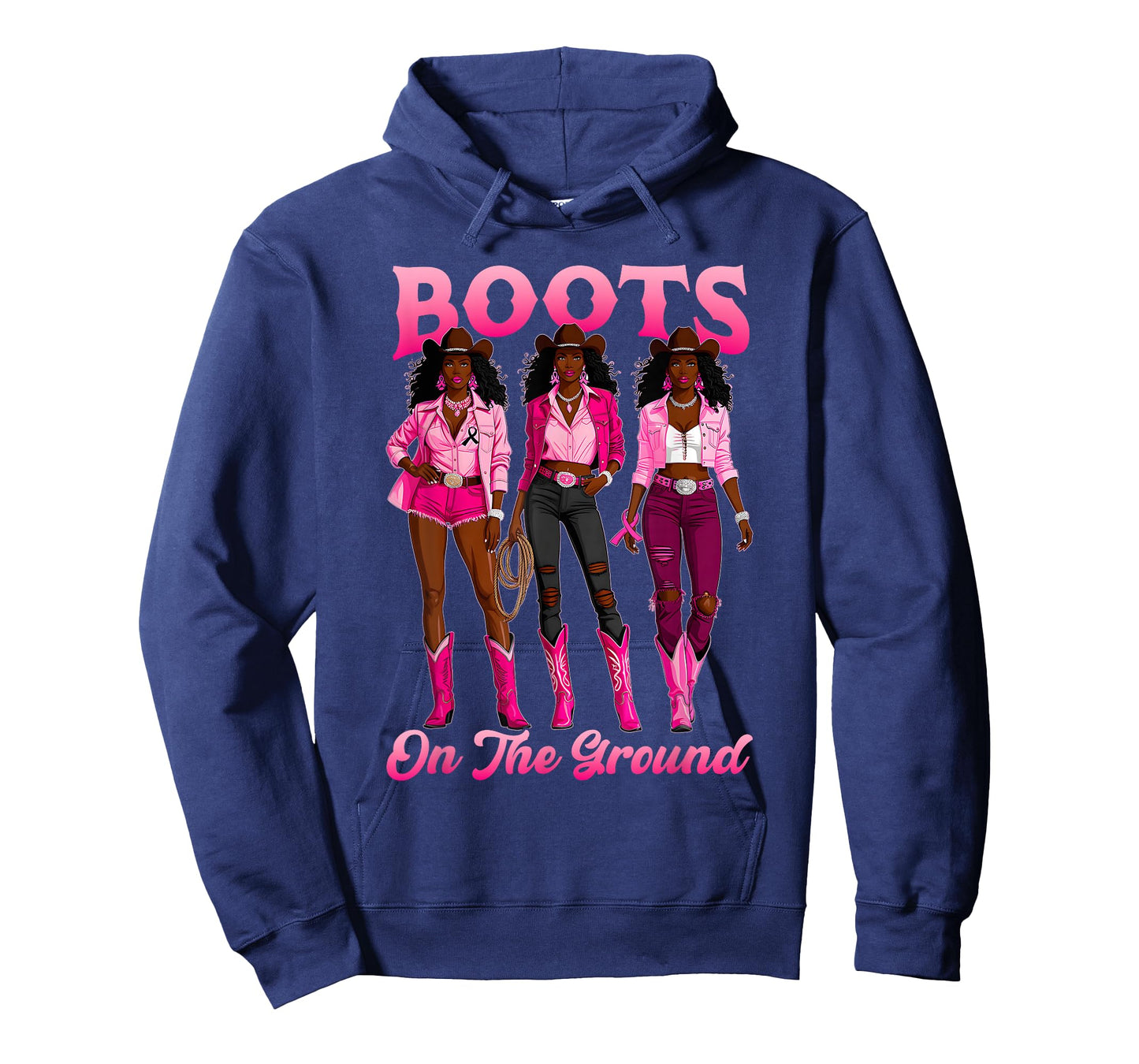Boots On The Ground Pink Cowgirl Breast Cancer Western Women T-Shirt