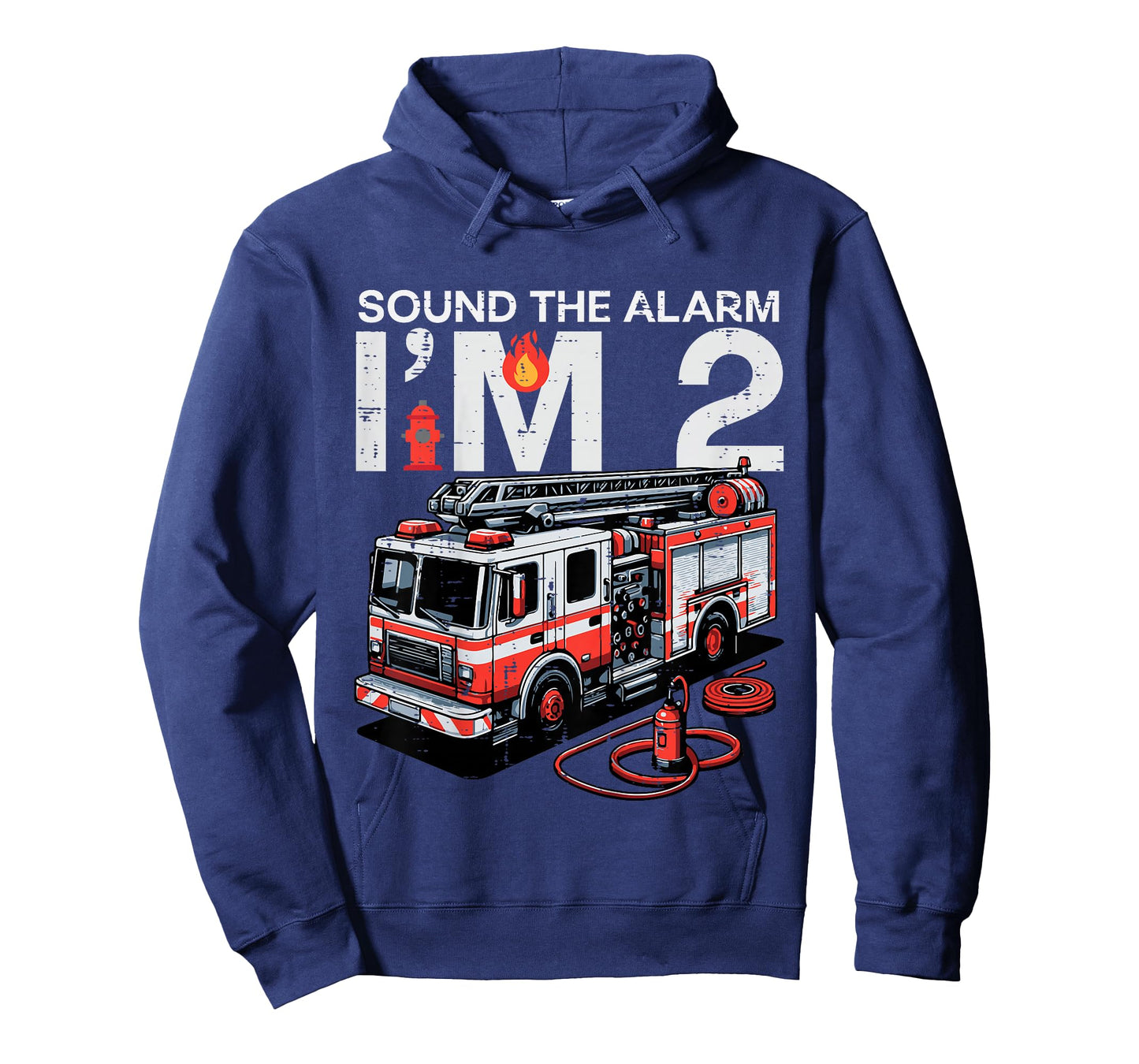Kids Sound The Alarm Im 2 Fire Truck 2nd Year Birthday Boys Kids T-Shirt