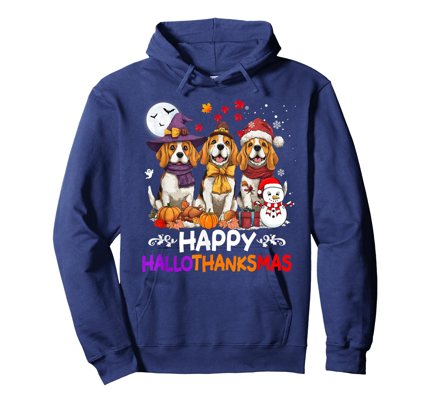 Cute Beagle Dog Hallothanksmas Halloween Thanksgiving Xmas T-Shirt