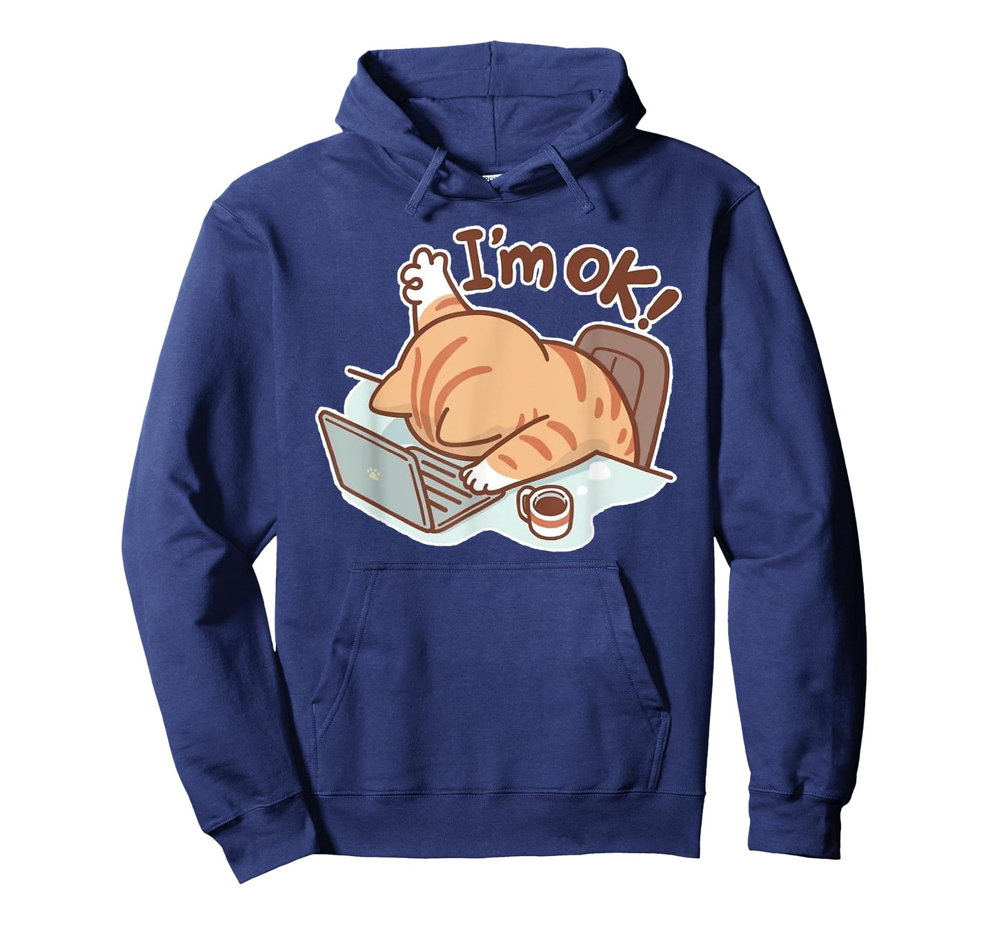 Funny Cat I'm OK Work from Home Coffee Spilled Laptop T-Shirt for Men Women