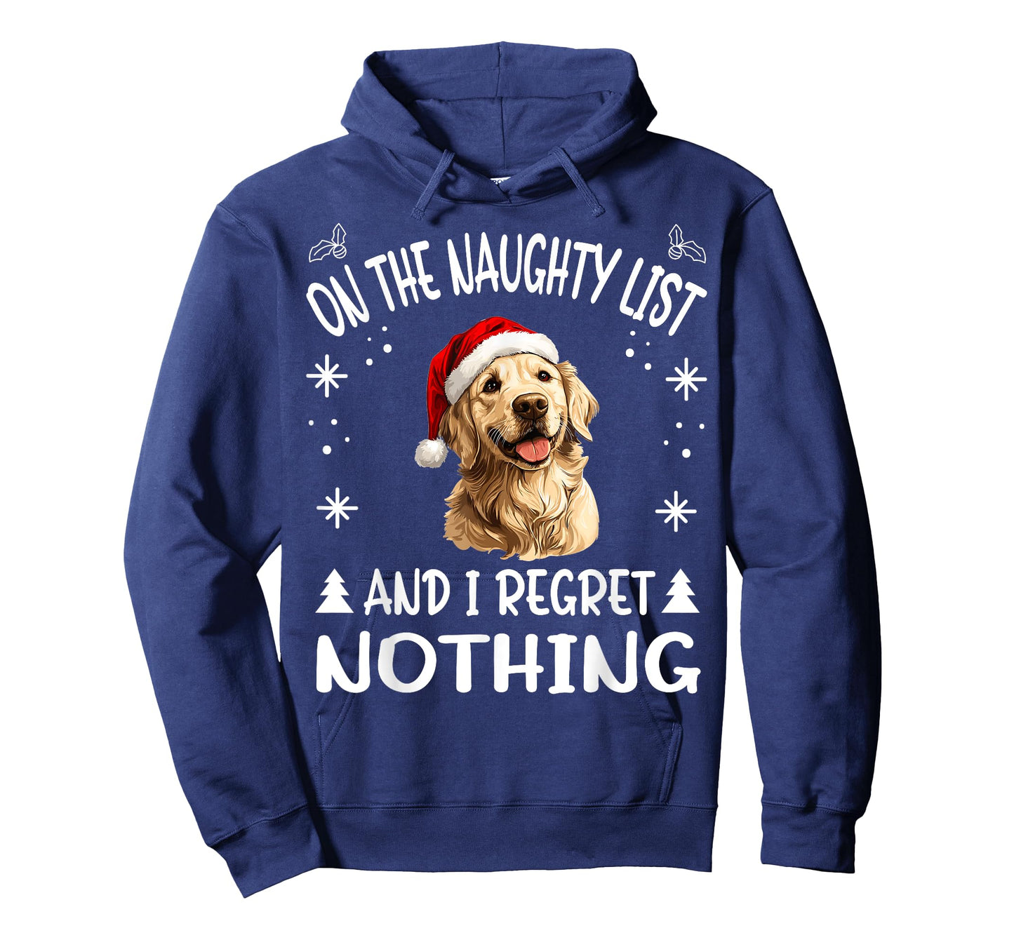 Cute Golden Retriever Dog Christmas On The Naughty List and T-Shirt