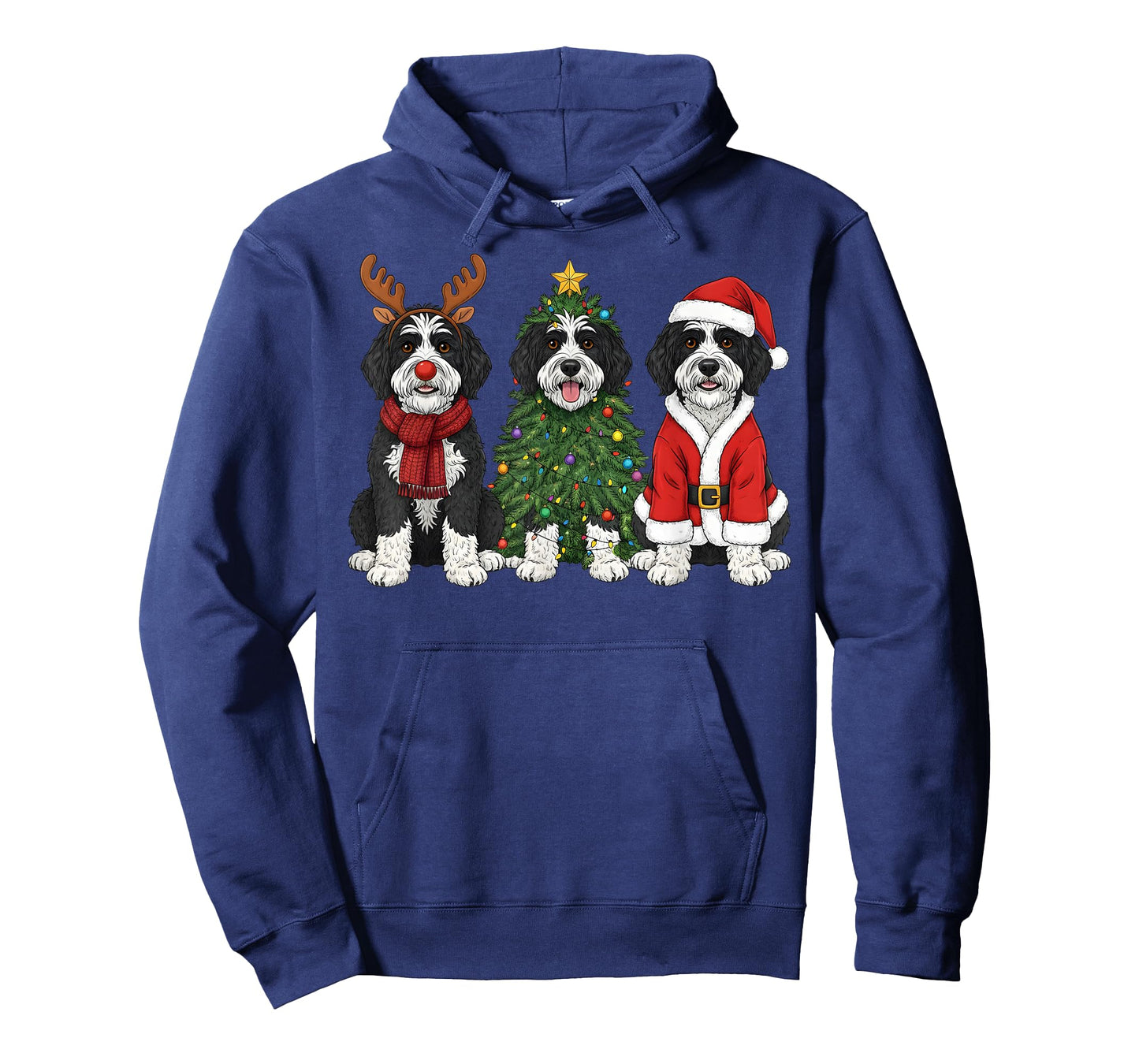 Retro Christmas Sheepadoodle Santa Reindeer Dog Lover T-Shirt