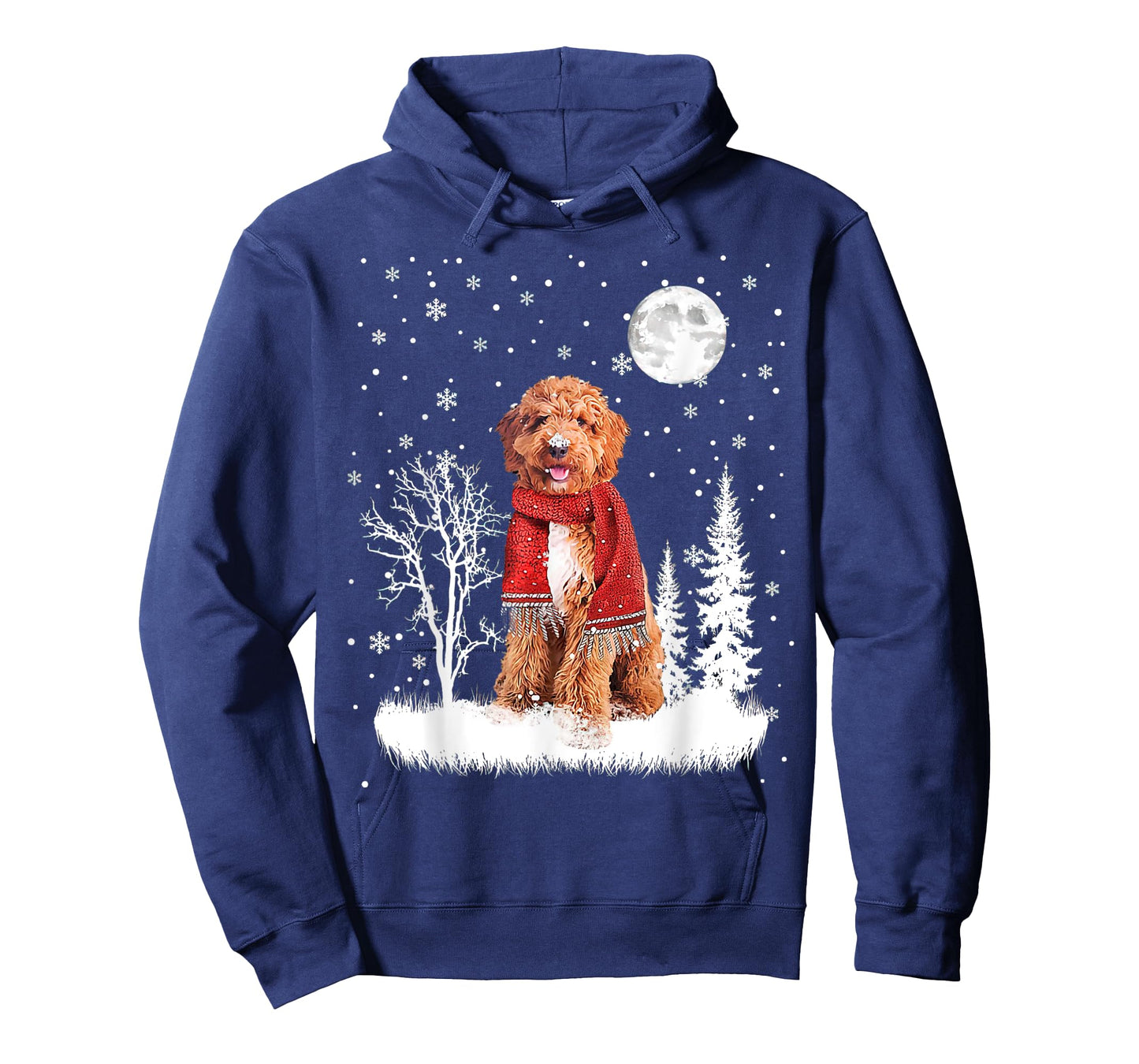Irish Doodle Under Moonlight Snow Christmas Pajamas T-Shirt
