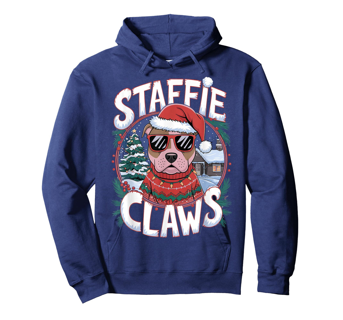 Christmas Santa Staffie Claws Dog Staffordshire Bull Terrier T-Shirt