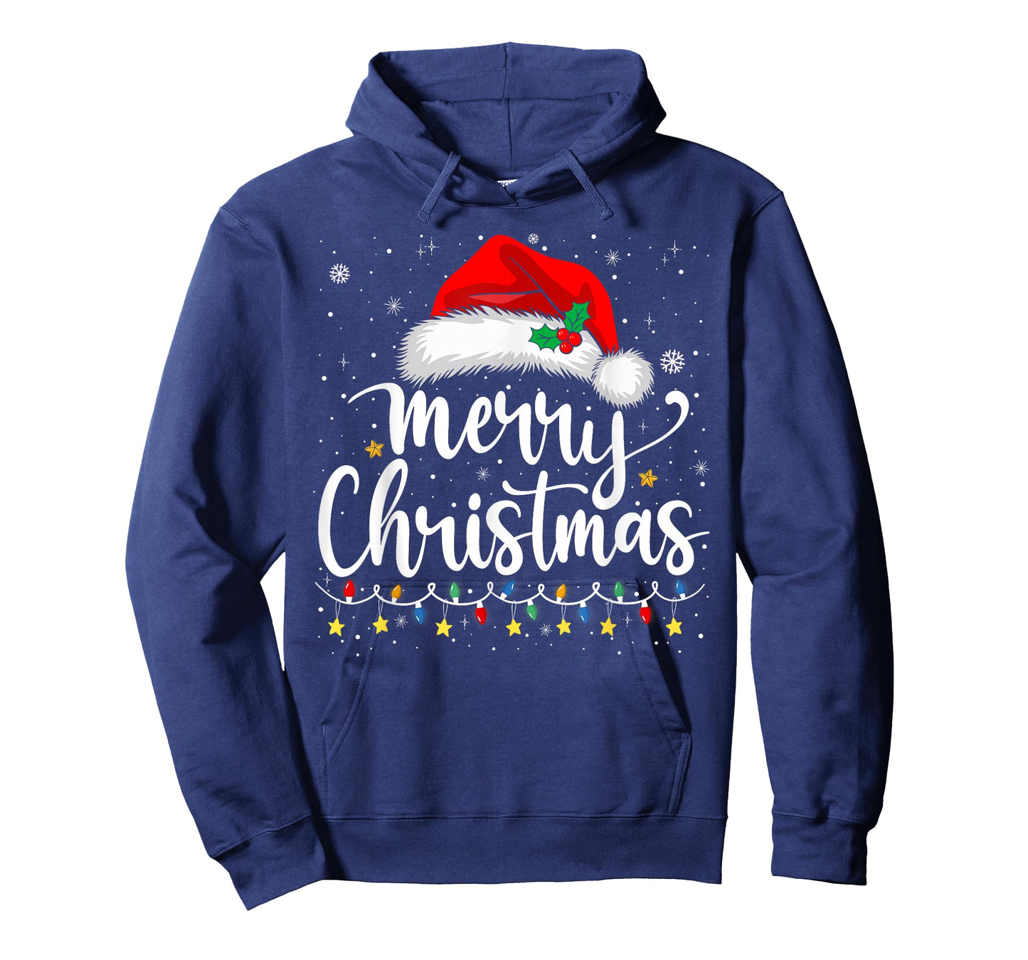 Merry Christmas Lights Red Santa Hat Xmas Family Men Women T-Shirt