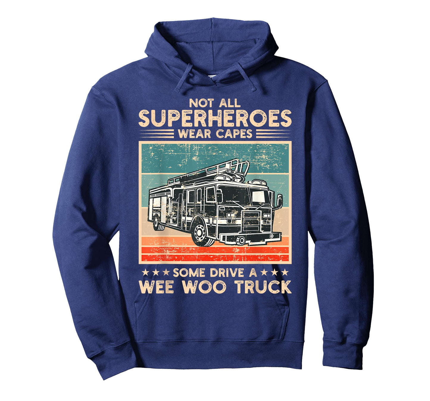 Wee Woo Fire Truck Co. Unisex Adult Superhero Humorous Modern Black T-Shirt, Small, Short Sleeve, Classic Fit, Crew Collar, Crew Neck, Cotton 65% Polyester 35%