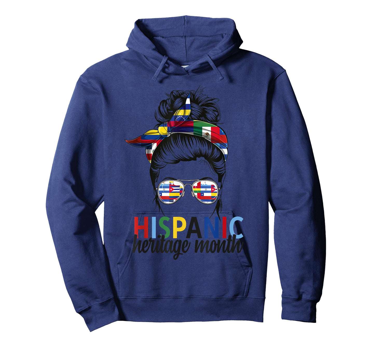 Hispanic Heritage Month all Countries Flags women messy bun T-Shirt