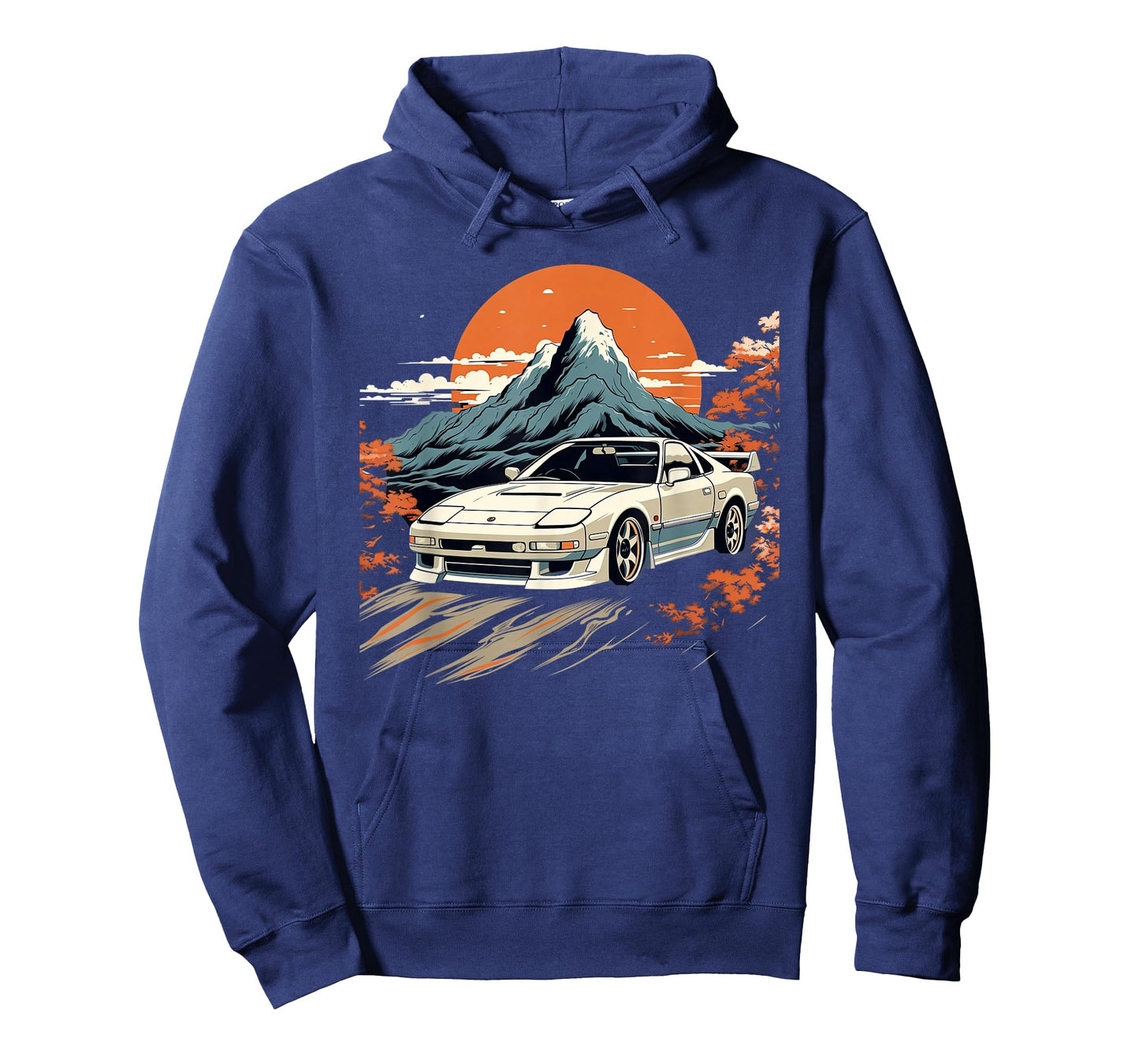 Retro Japanese Drift Car Racing Mount Fuji Sunset Scene T-Shirt
